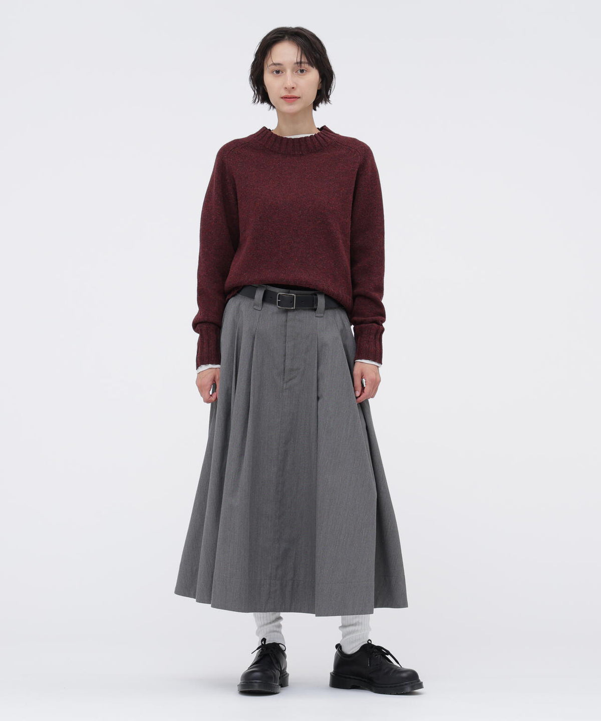 WOOL COTTON TWILL SKIRT
