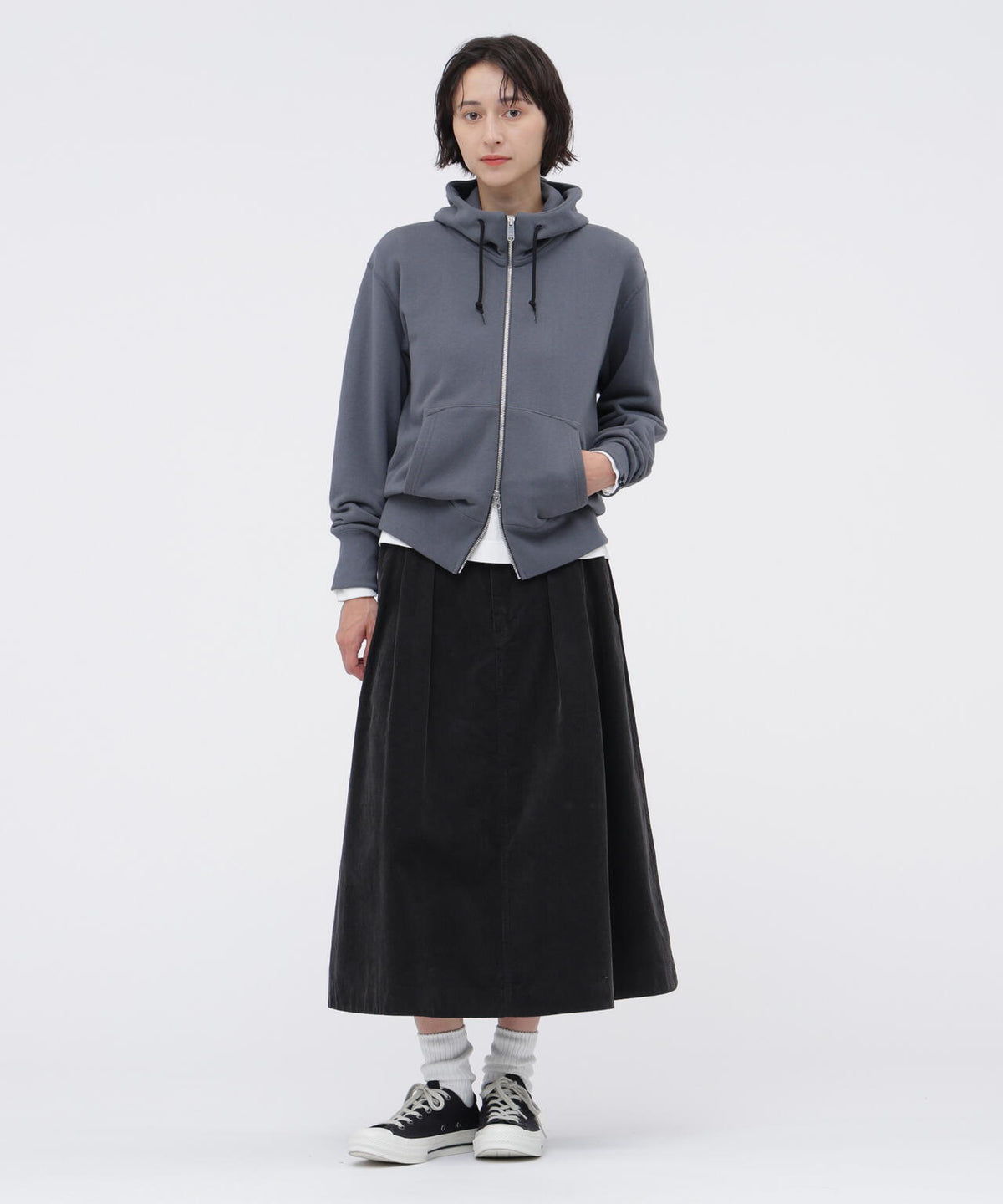 DRY COTTON NEEDLECORD SKIRT