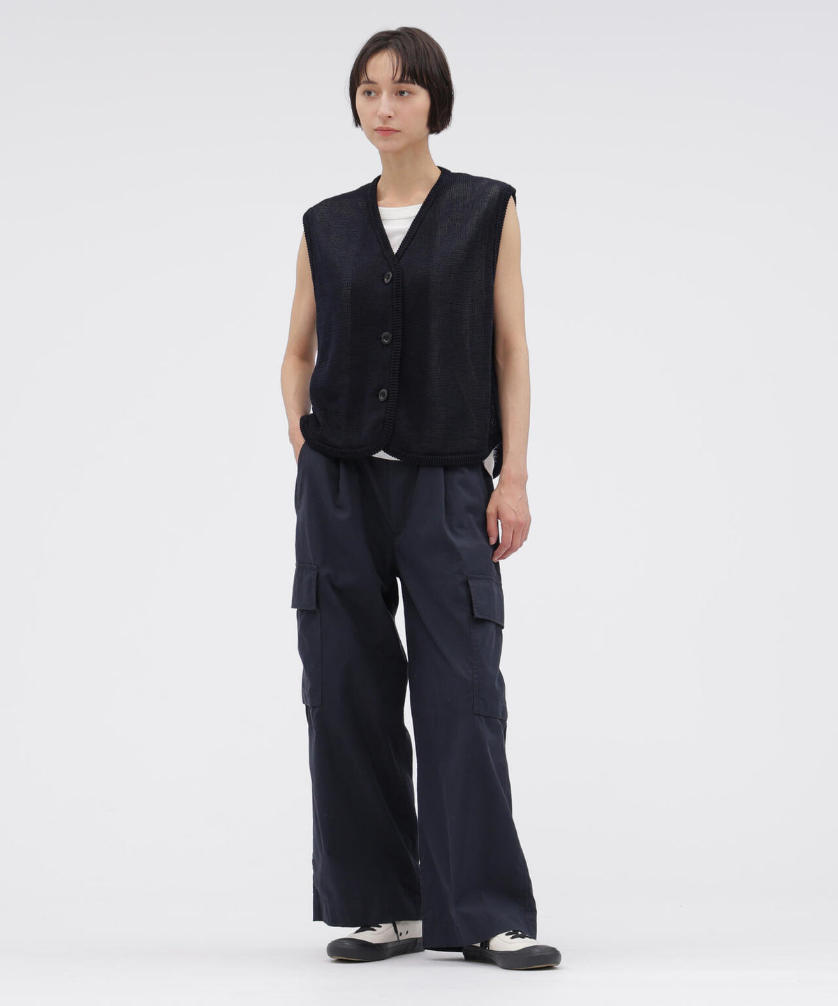 WASHED COTTON NYLON TROUSERS