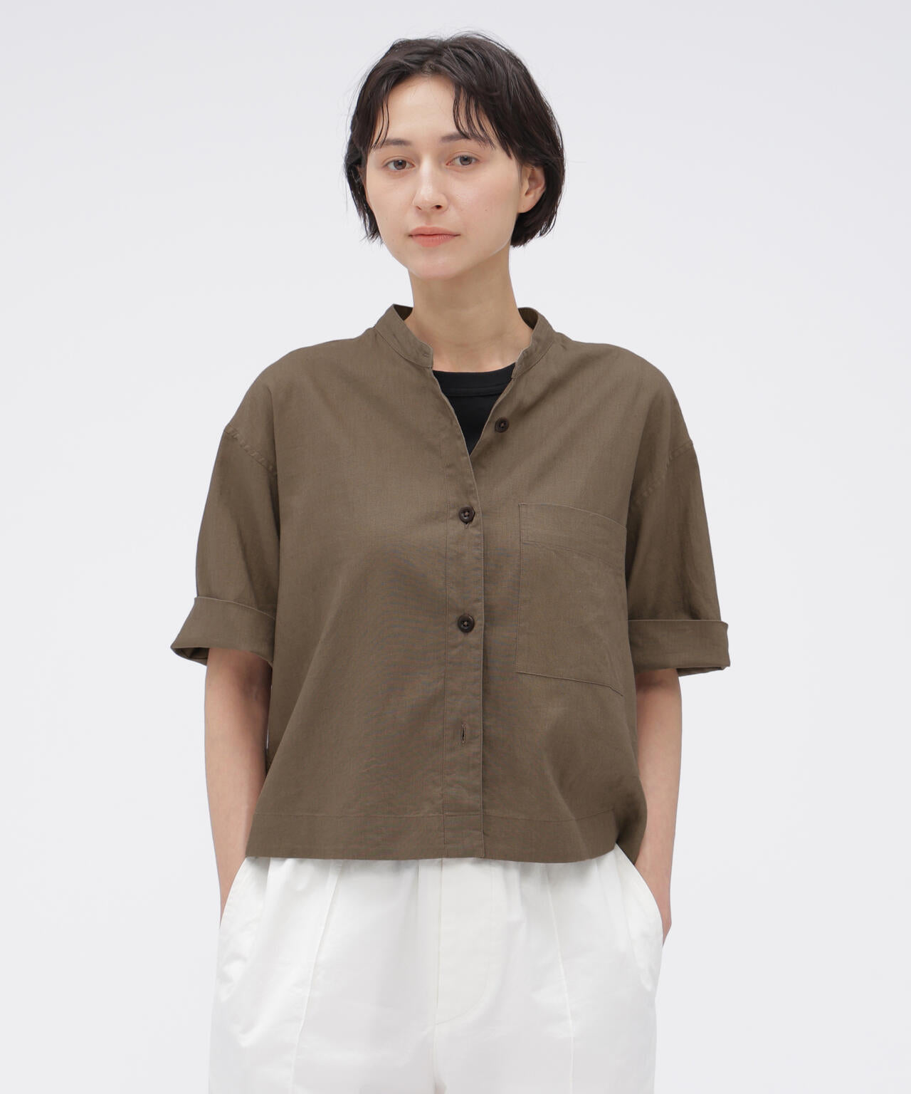 SURFACE DYED COTTON LINEN SHIRT