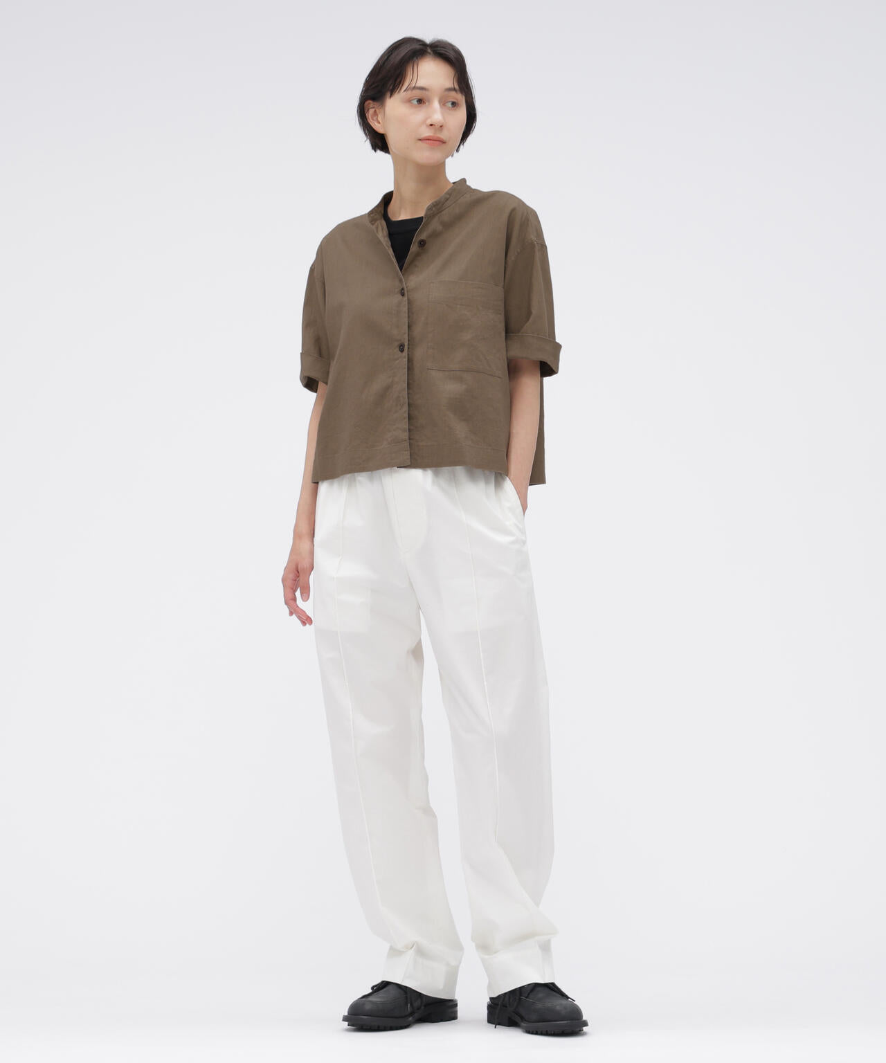 SURFACE DYED COTTON LINEN SHIRT