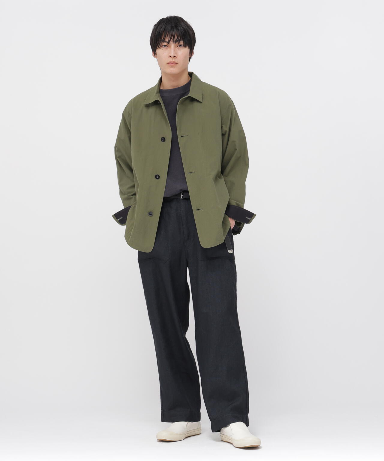 FADED WOOL LINEN TWILL TROUSERS