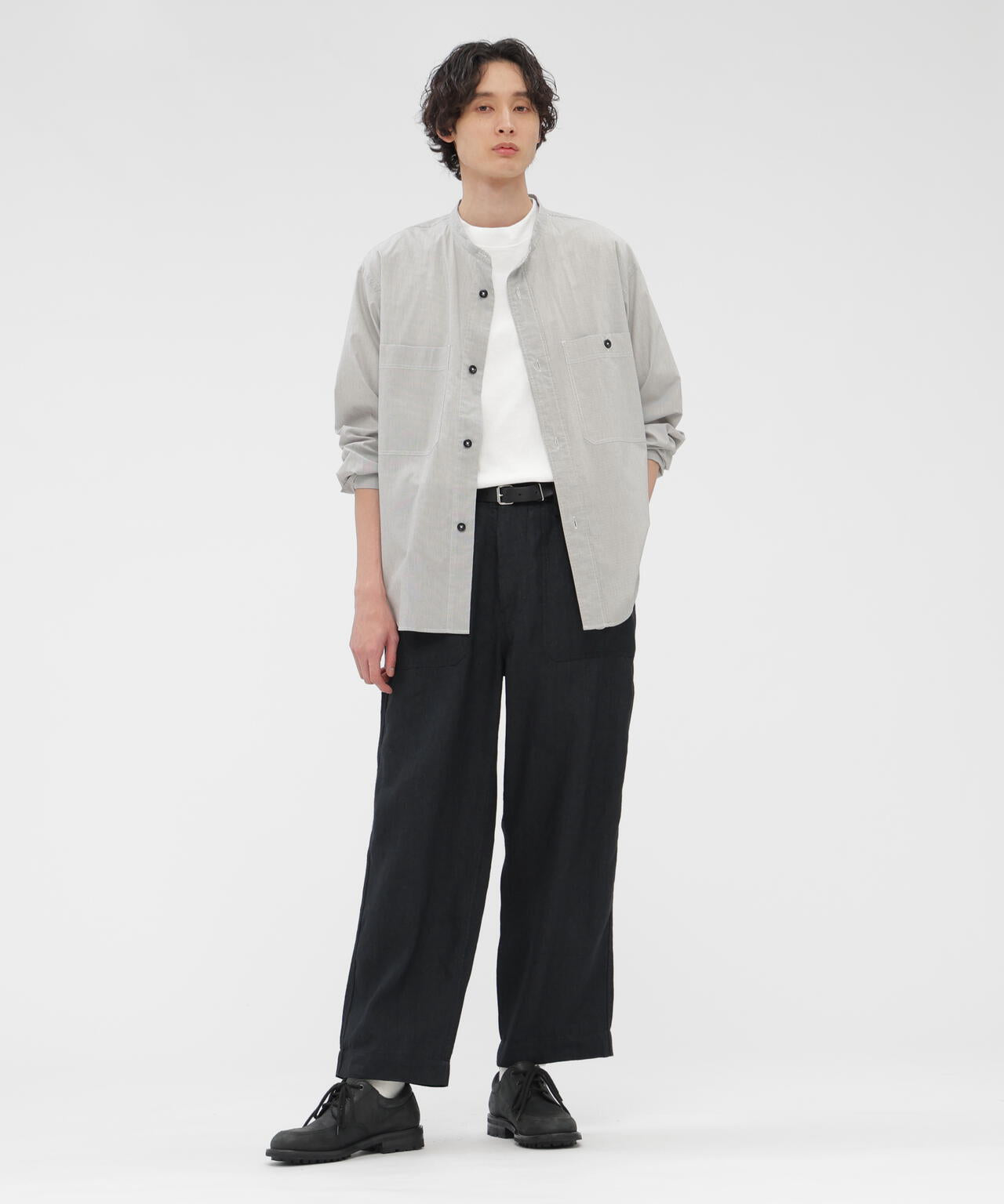 FADED WOOL LINEN TWILL TROUSERS