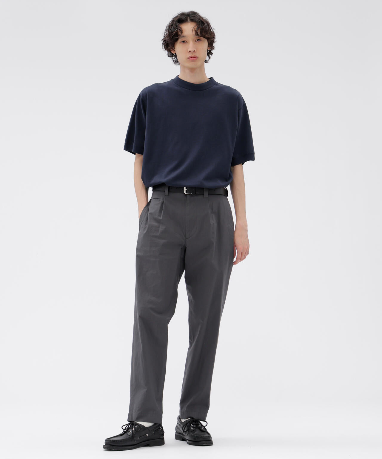 GARMENT DYED TOUGH COTTON LINEN JERSEY TOP