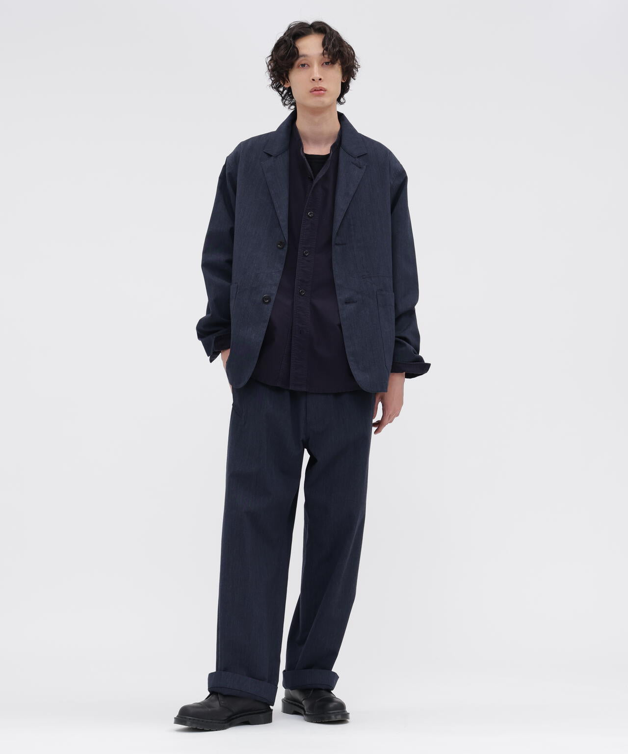 WOOL COTTON TWILL TROUSERS