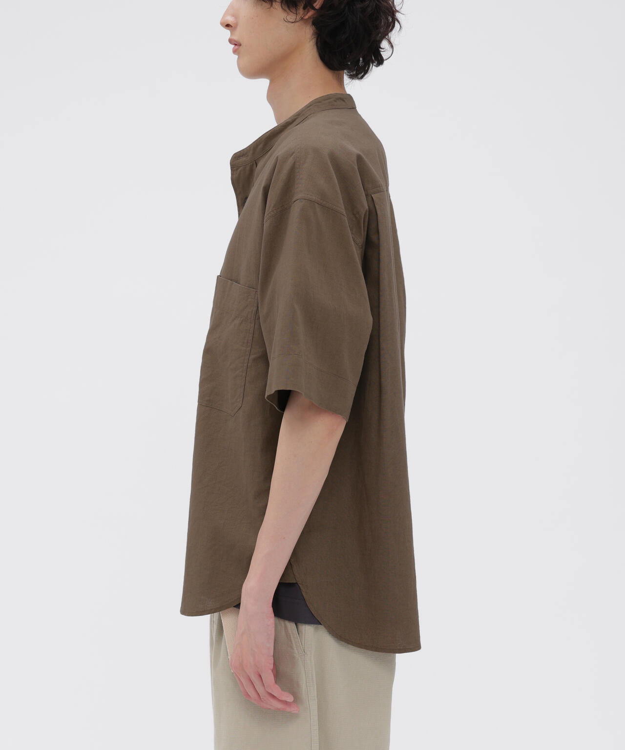 SURFACE DYED COTTON LINEN SHIRT