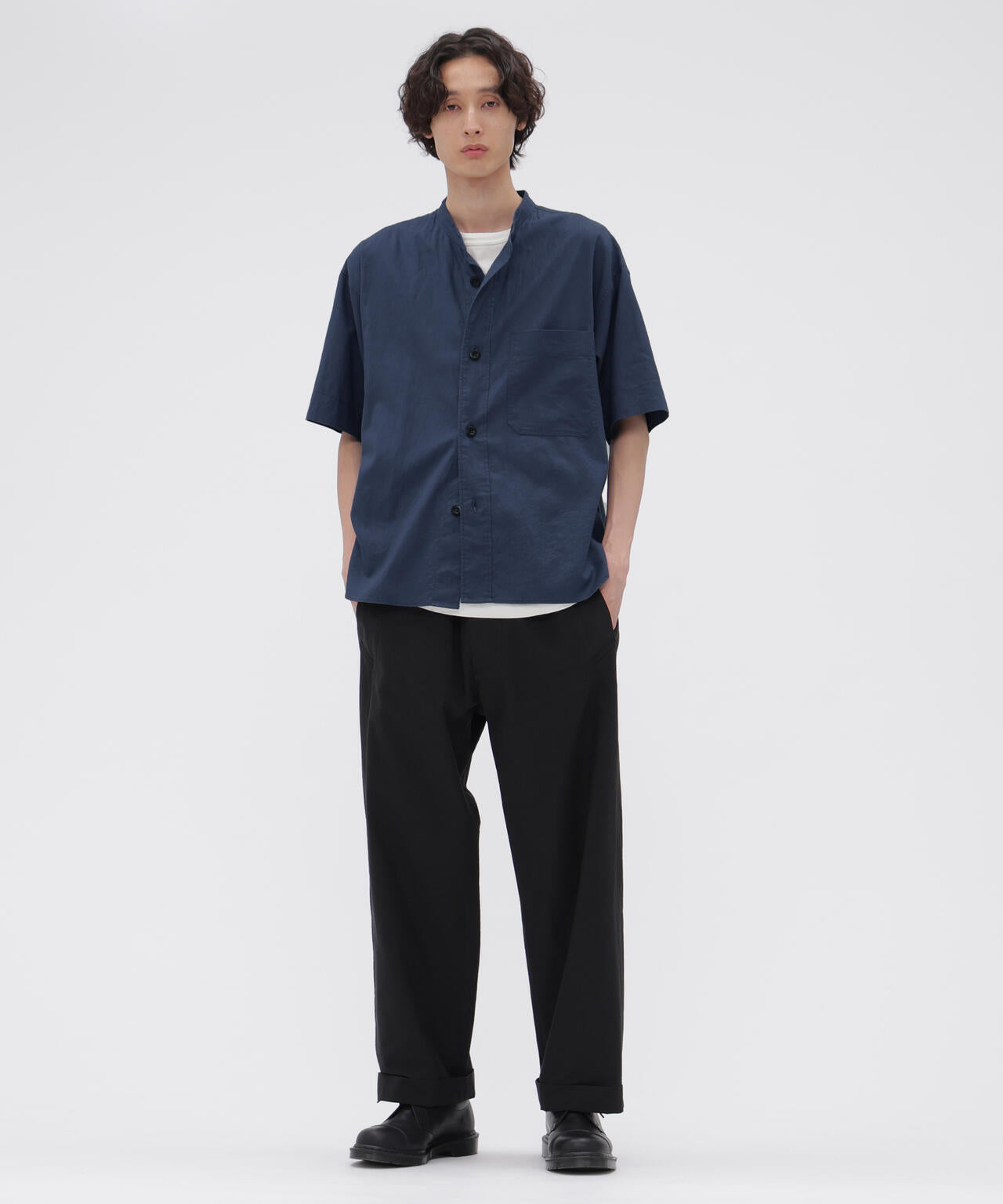 SURFACE DYED COTTON LINEN SHIRT