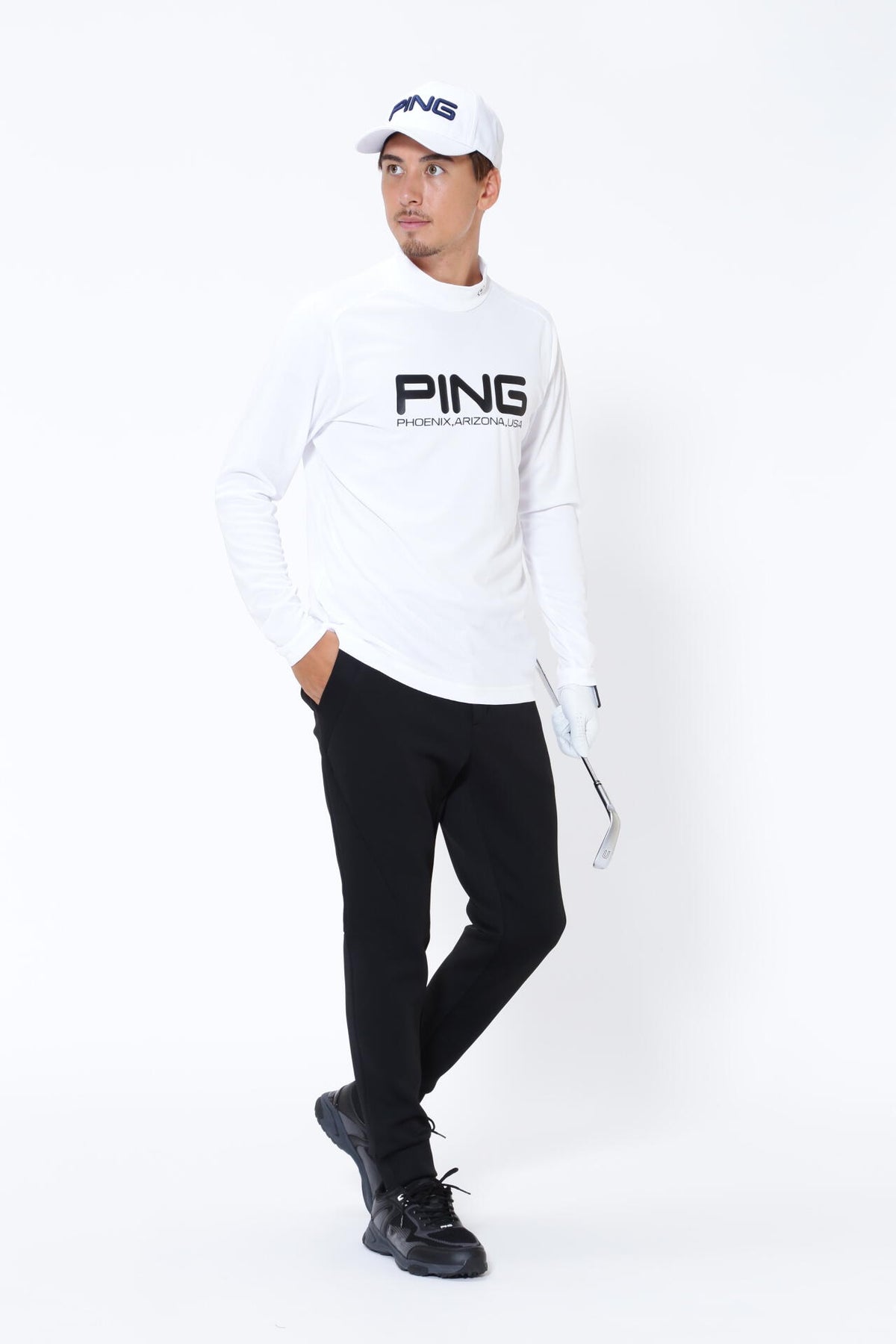 【PING APPAREL】クールコア ストレッチ起毛 長袖ハイネックカットソー  ＜PERFORMANCE＞ (MENS)