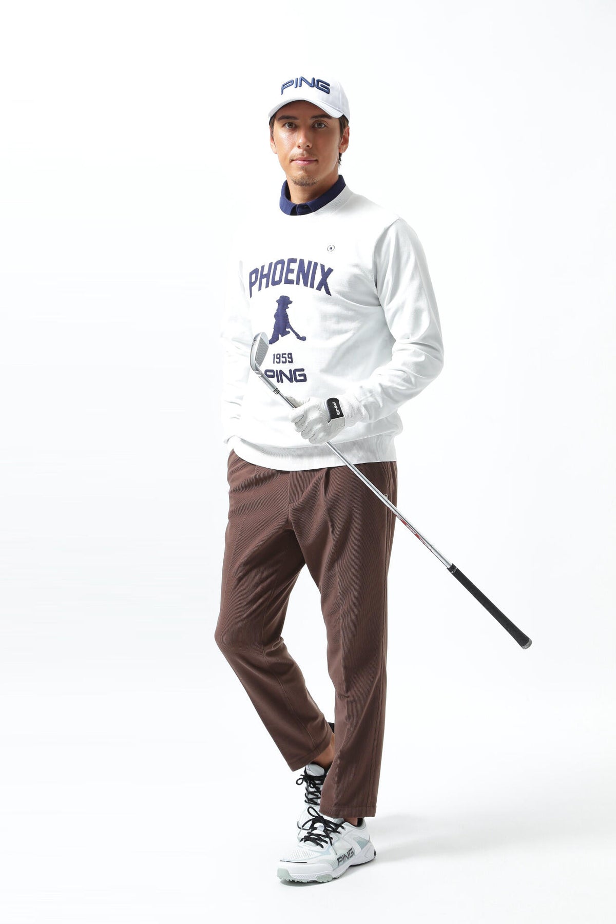 【PING APPAEREL】PHOENIX Mr.PINGジャガード軽量クルーネックニットプルオーバー ＜NATIVE＞ (MENS)