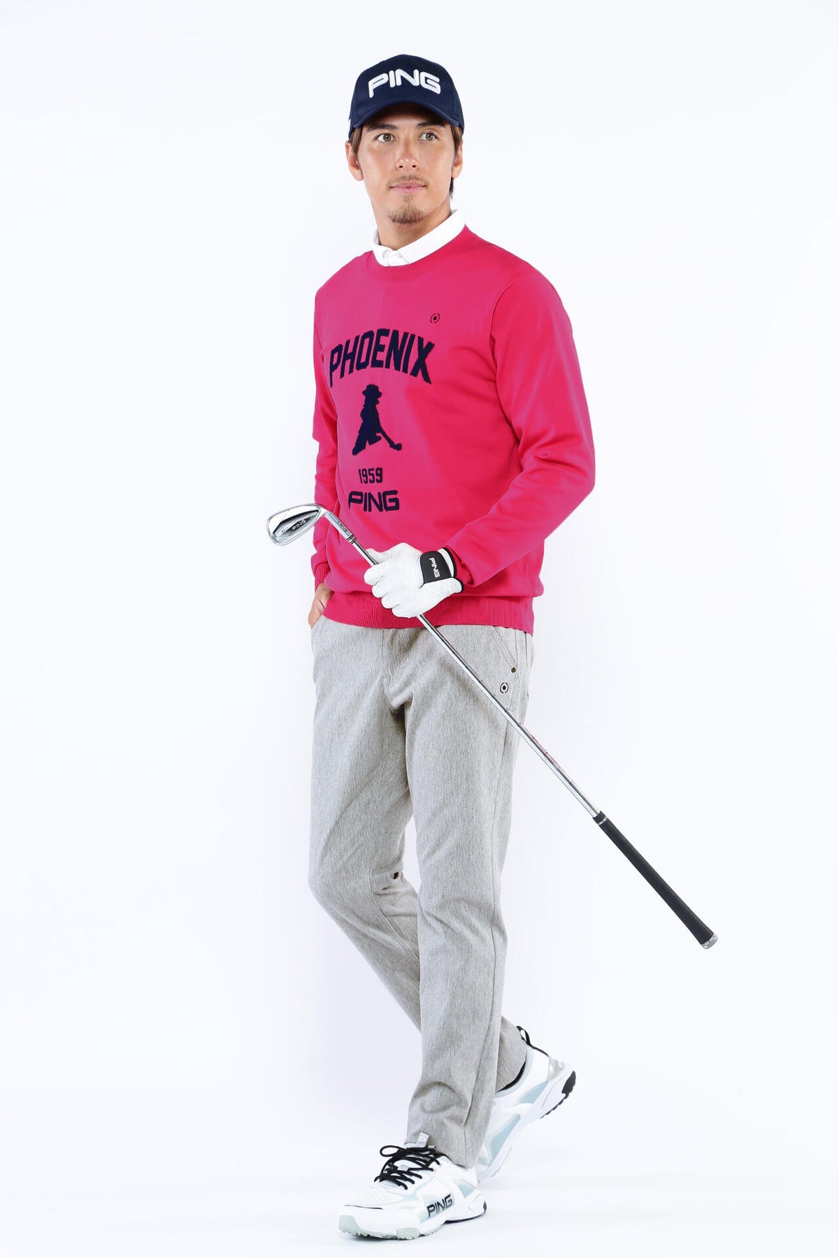 【PING APPAEREL】PHOENIX Mr.PINGジャガード軽量クルーネックニットプルオーバー ＜NATIVE＞ (MENS)
