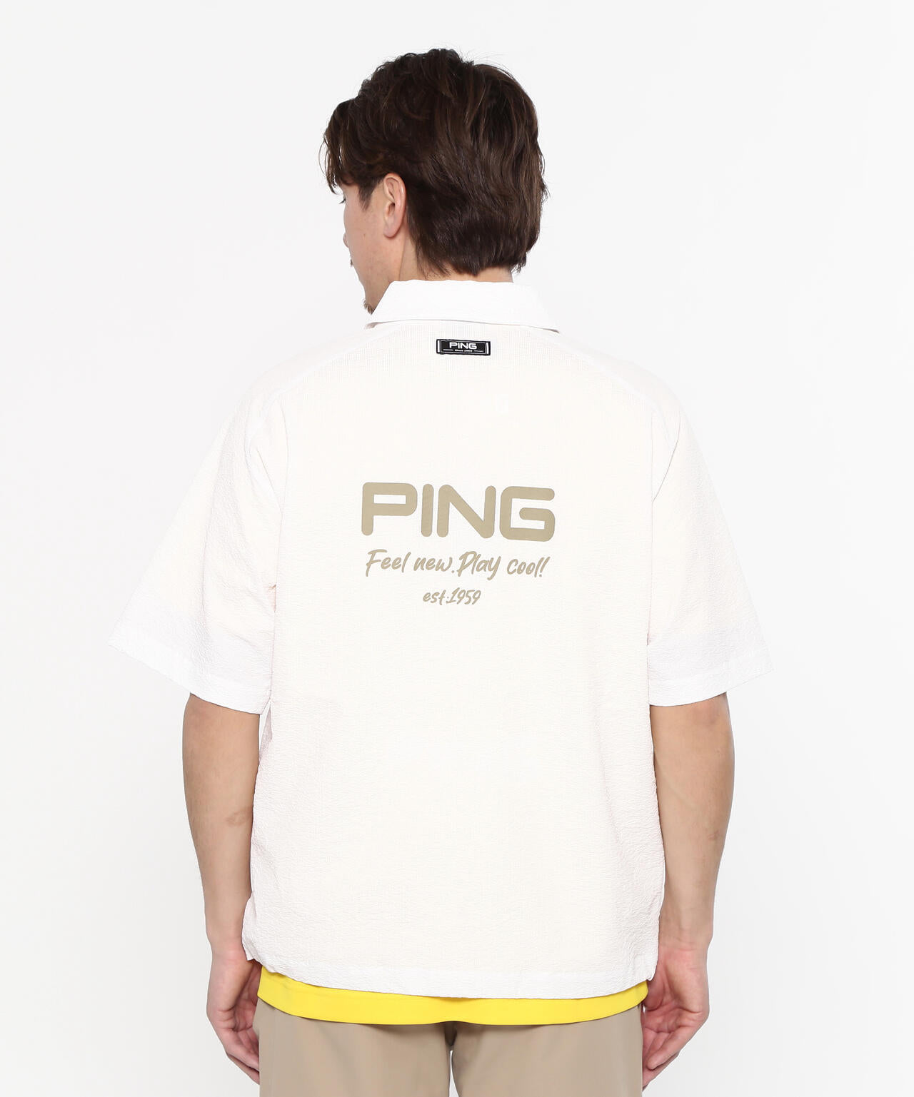 【PING APPAREL】全方向ストレッチサッカー半袖フルジップシャツ ＜NATIVE＞ (MENS)