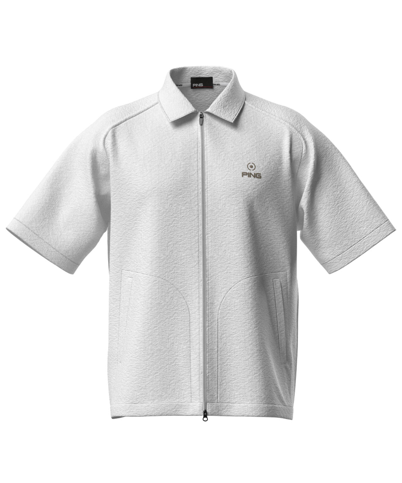 【PING APPAREL】全方向ストレッチサッカー半袖フルジップシャツ ＜NATIVE＞ (MENS)