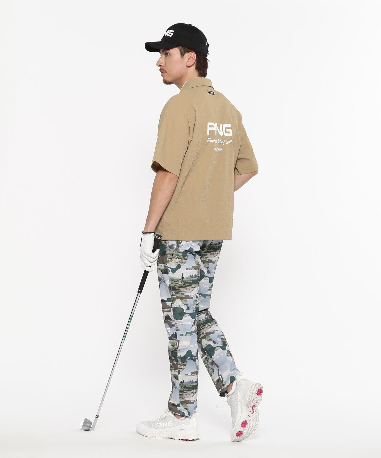【PING APPAREL】全方向ストレッチサッカー半袖フルジップシャツ ＜NATIVE＞ (MENS)
