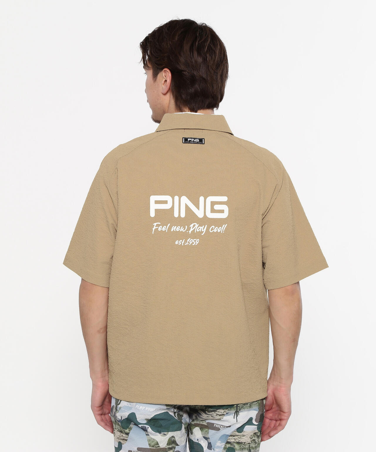 【PING APPAREL】全方向ストレッチサッカー半袖フルジップシャツ ＜NATIVE＞ (MENS)