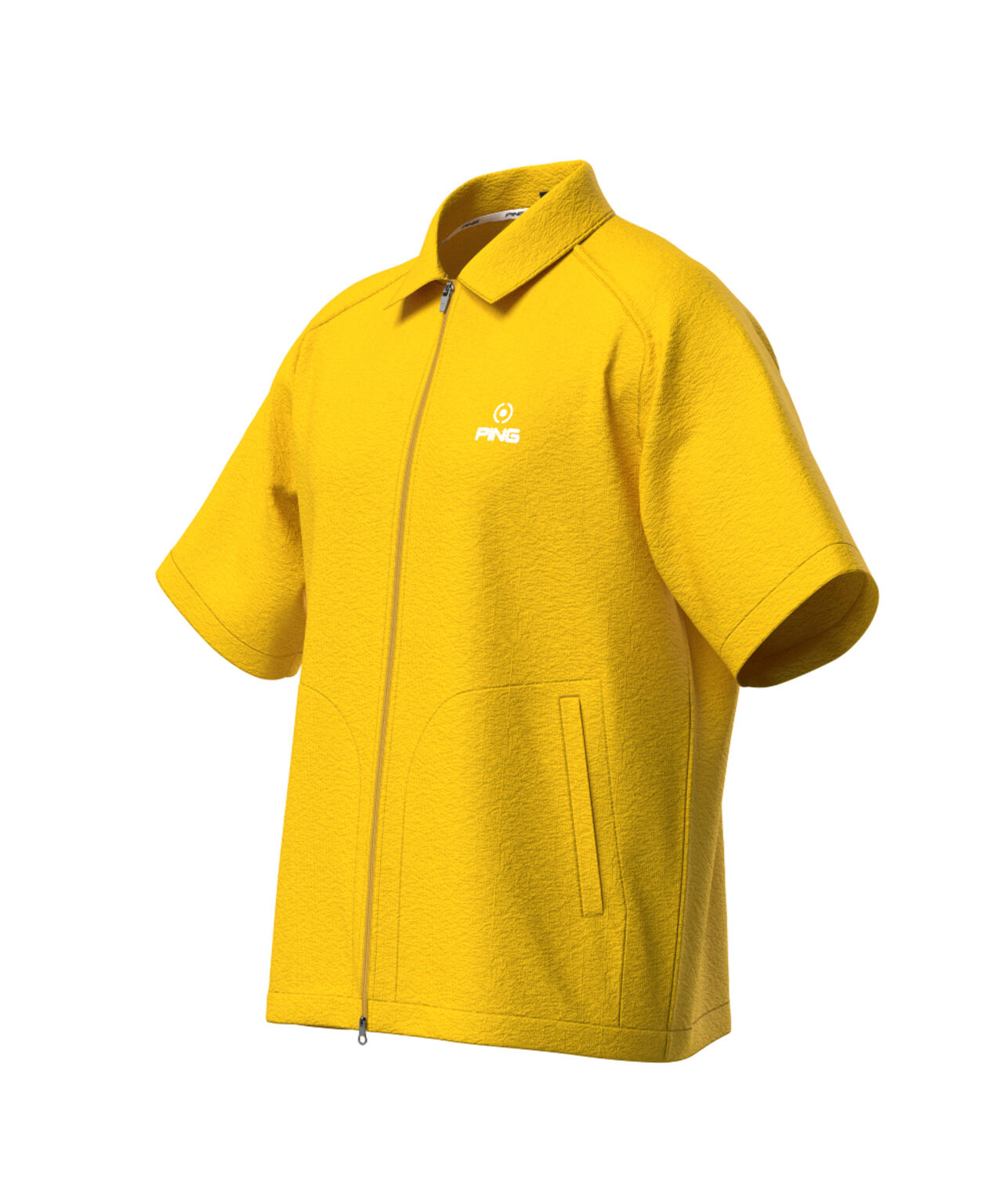 【PING APPAREL】全方向ストレッチサッカー半袖フルジップシャツ ＜NATIVE＞ (MENS)