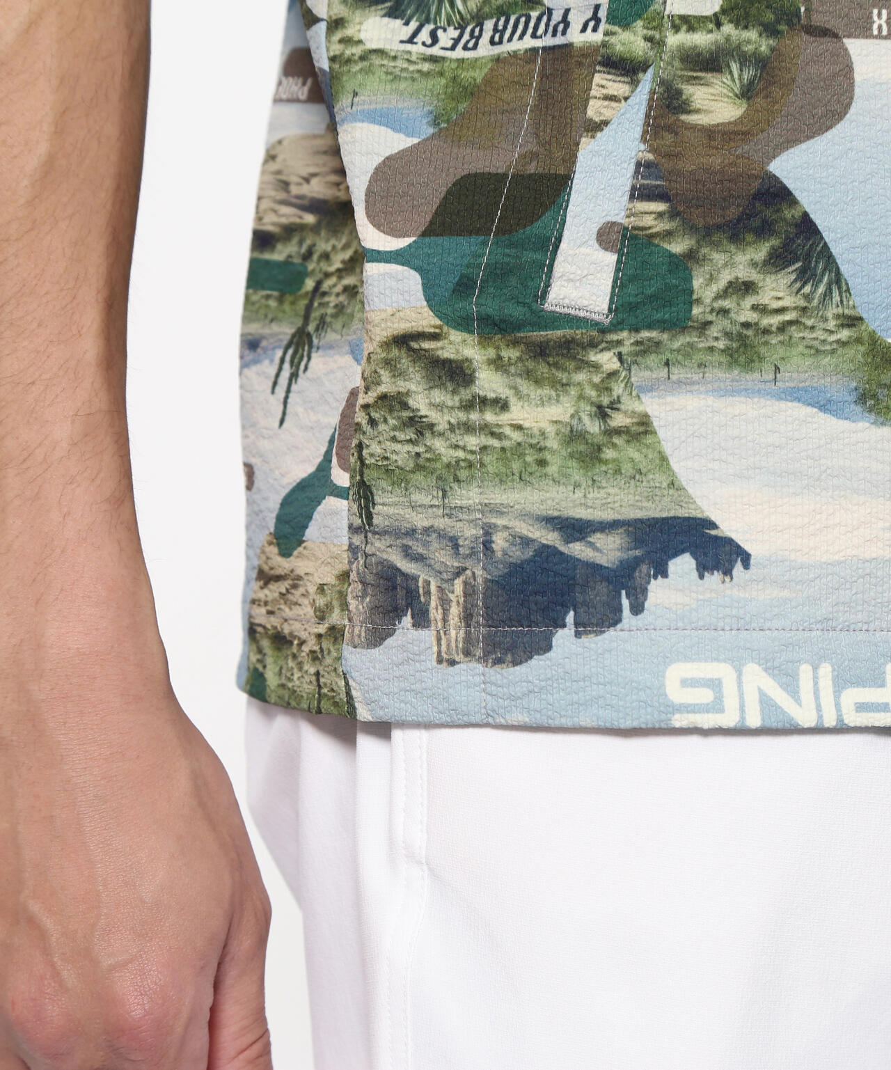 【PING APPAREL】全方向ストレッチサッカー半袖フルジップシャツ ＜NATIVE＞ (MENS)