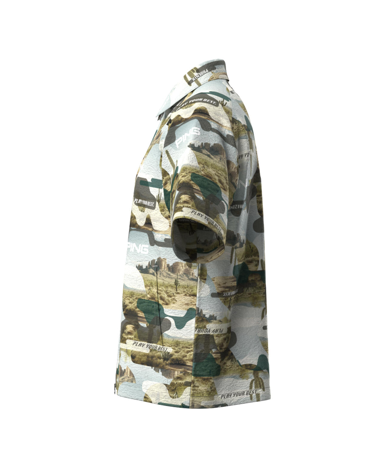 【PING APPAREL】全方向ストレッチサッカー半袖フルジップシャツ ＜NATIVE＞ (MENS)