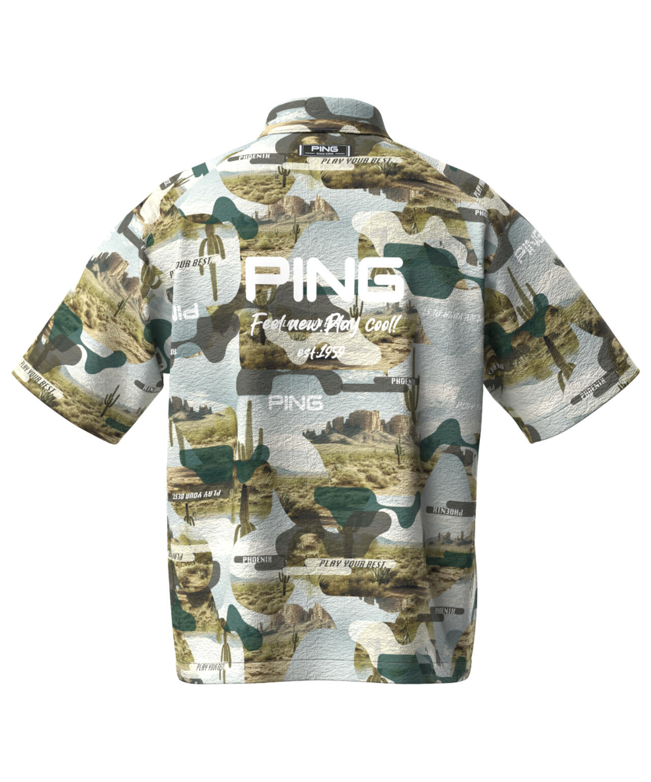 【PING APPAREL】全方向ストレッチサッカー半袖フルジップシャツ ＜NATIVE＞ (MENS)