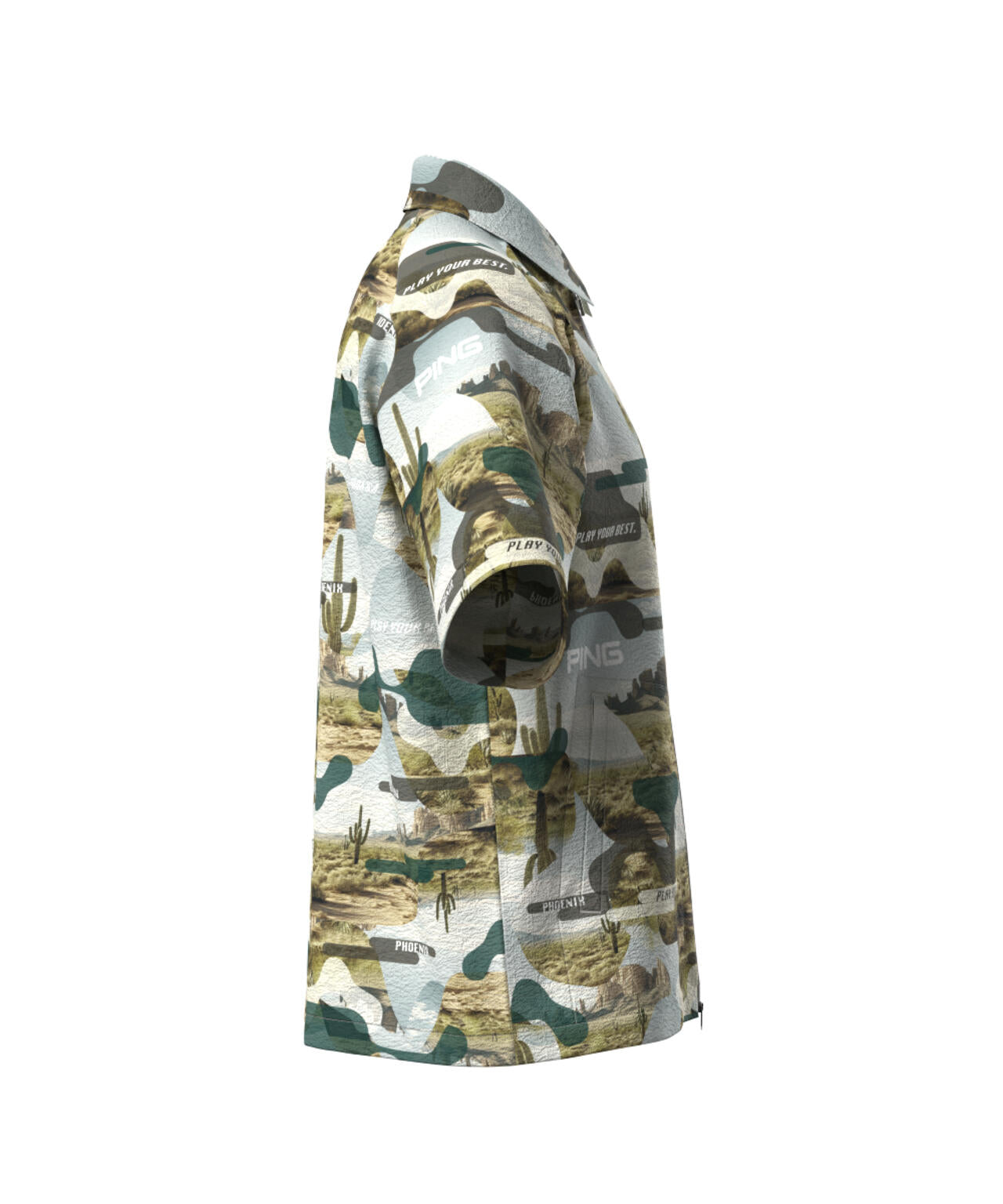 【PING APPAREL】全方向ストレッチサッカー半袖フルジップシャツ ＜NATIVE＞ (MENS)