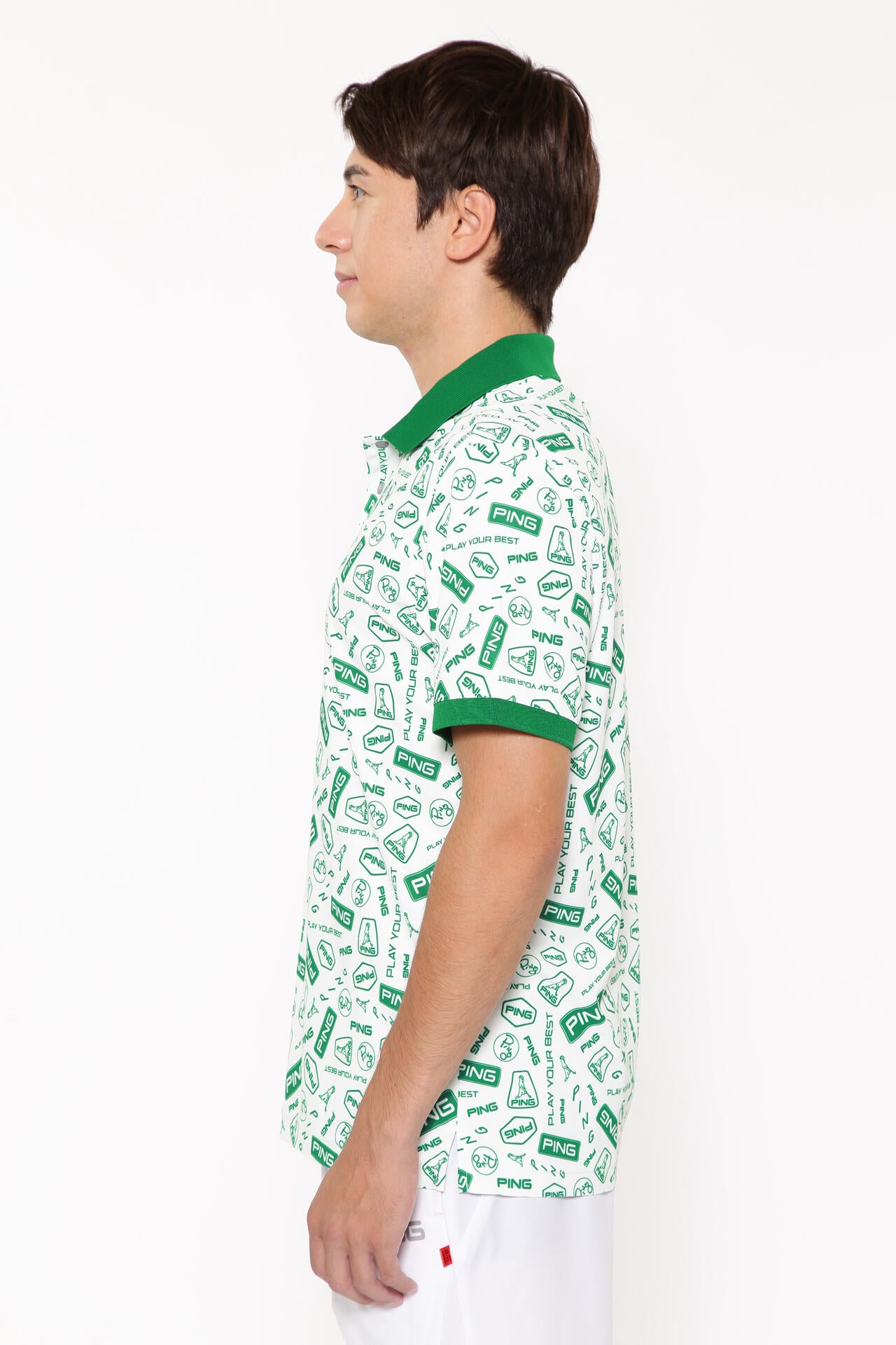 【PING APPAREL】総柄プリント半袖ポロシャツ ＜NATIVE＞ (MENS)