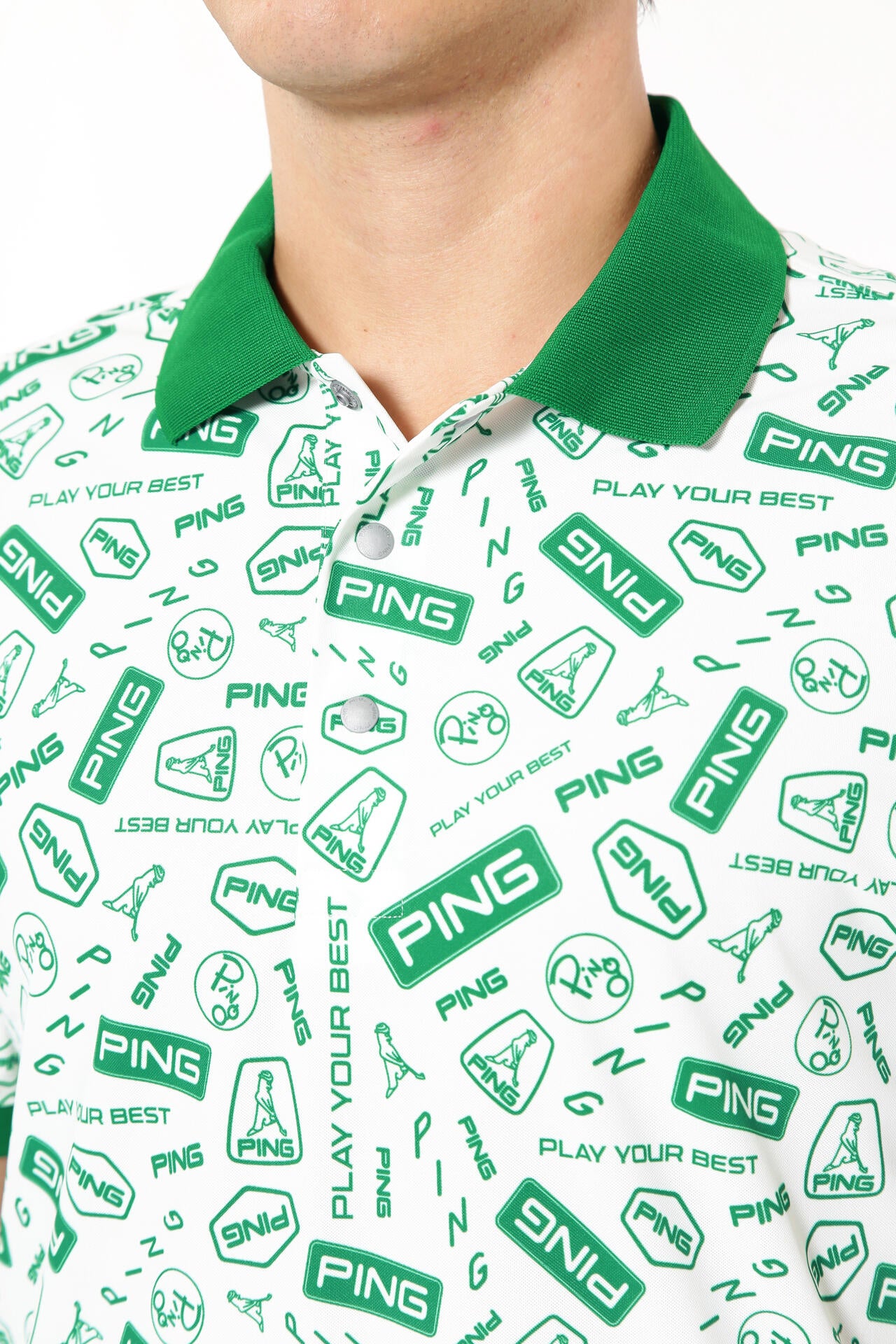 【PING APPAREL】総柄プリント半袖ポロシャツ ＜NATIVE＞ (MENS)