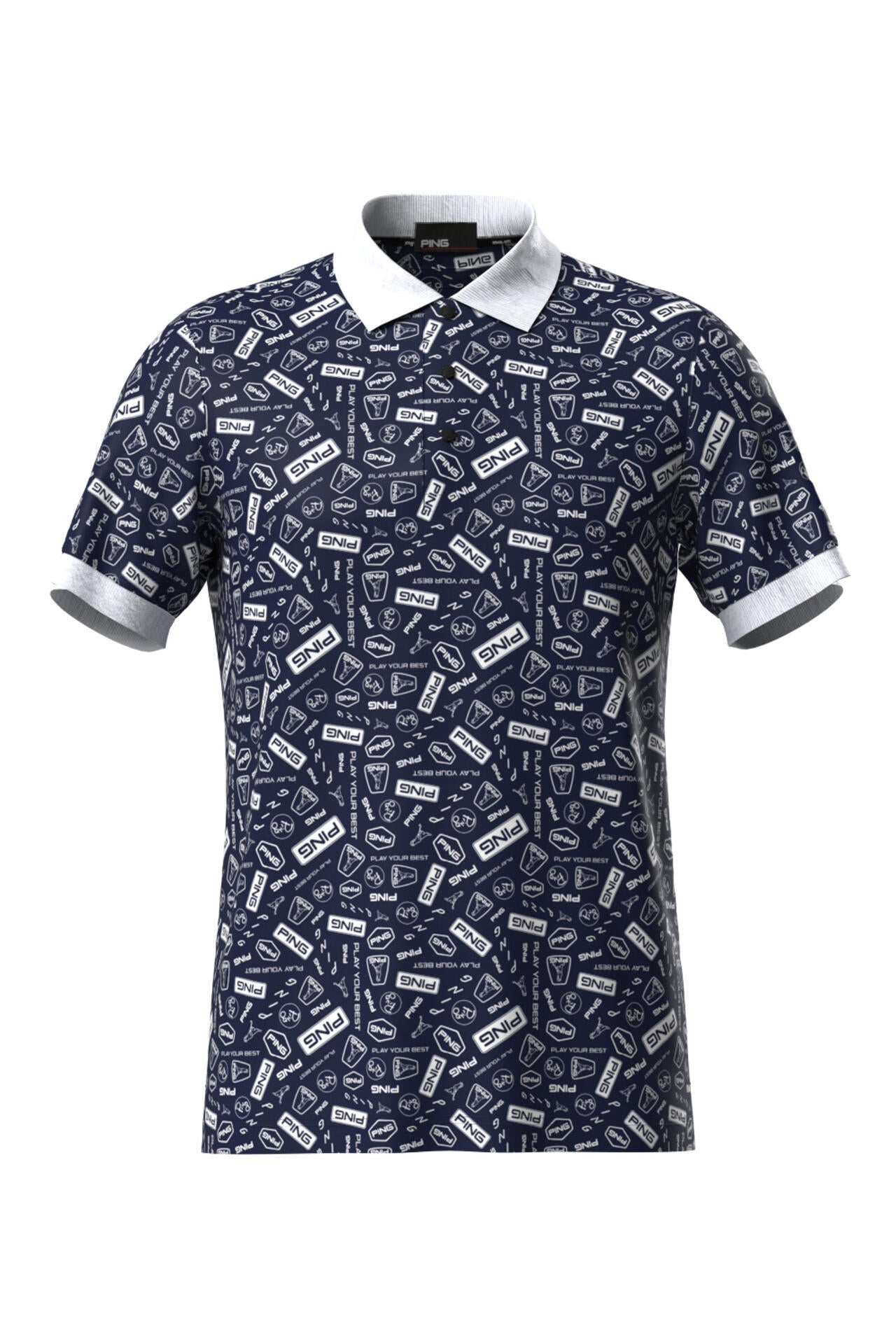 【PING APPAREL】総柄プリント半袖ポロシャツ ＜NATIVE＞ (MENS)
