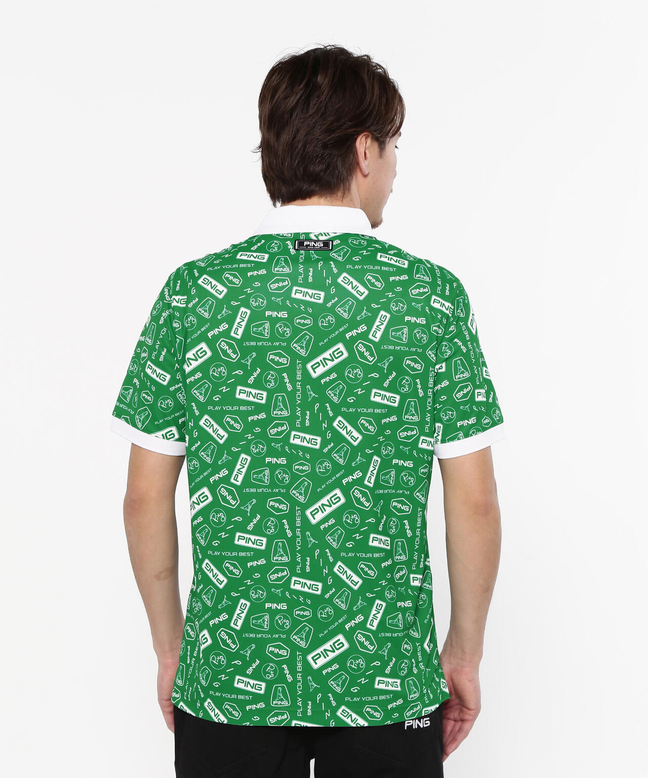 【PING APPAREL】総柄プリント半袖ポロシャツ ＜NATIVE＞ (MENS)