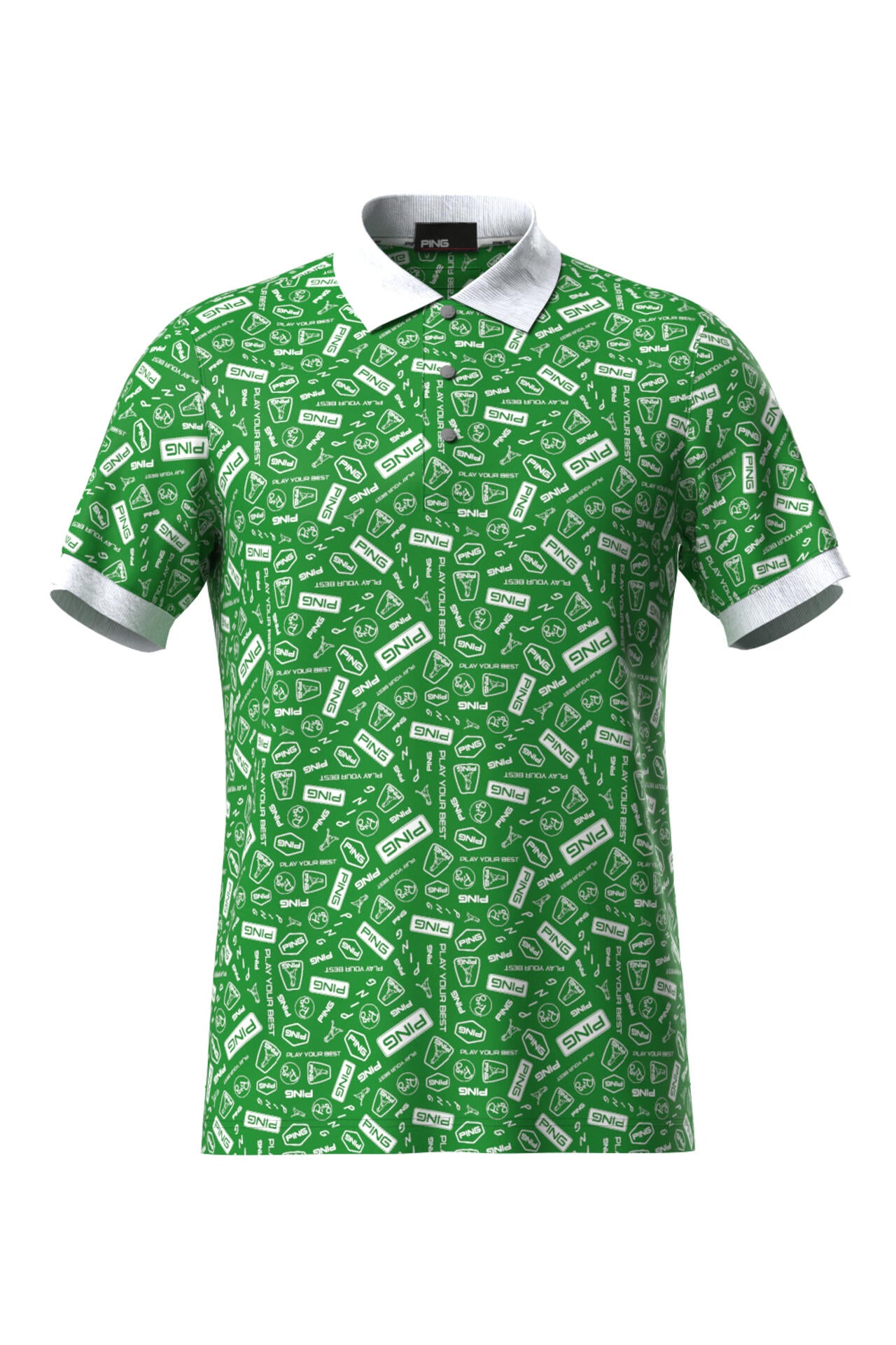 【PING APPAREL】総柄プリント半袖ポロシャツ ＜NATIVE＞ (MENS)