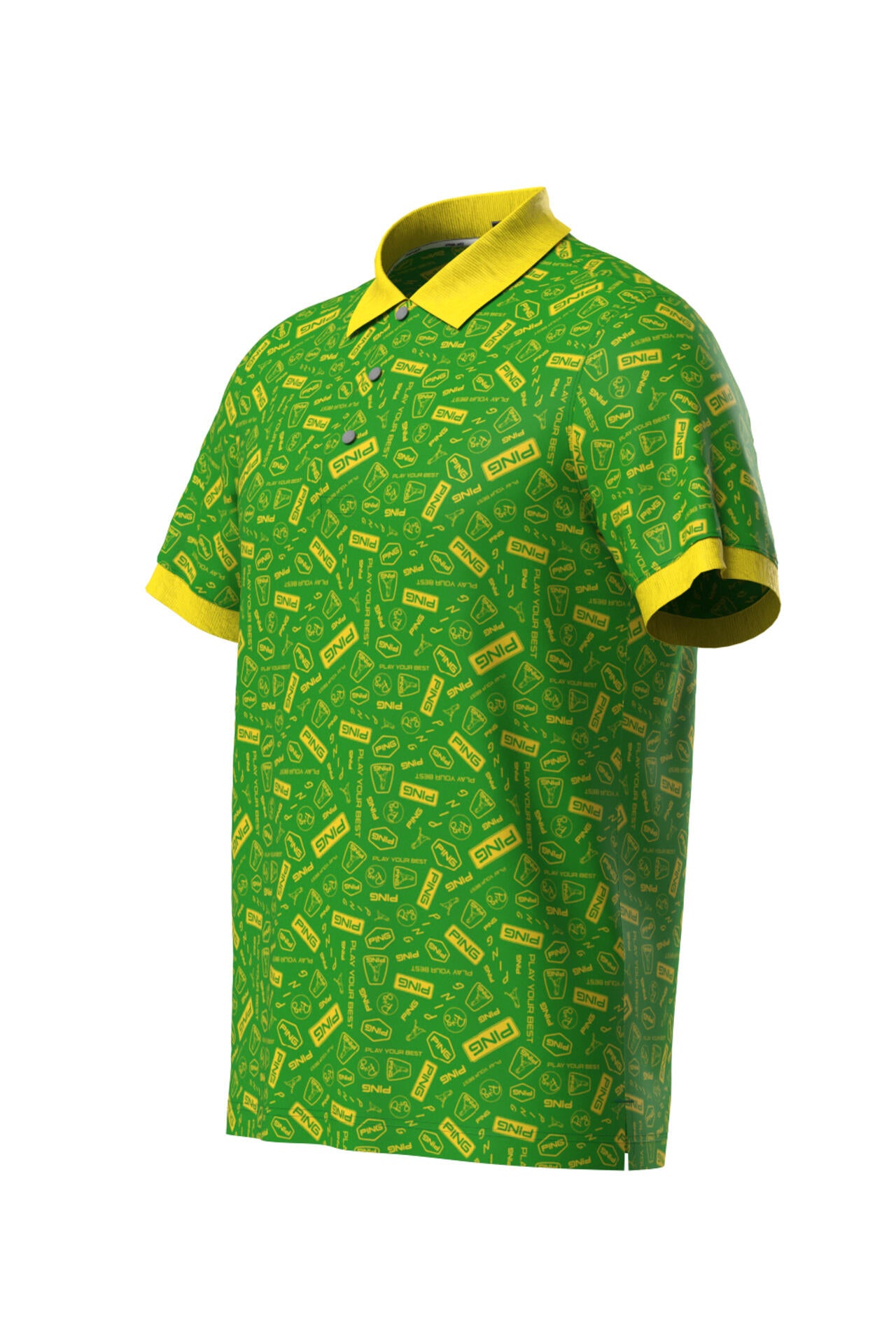 【PING APPAREL】総柄プリント半袖ポロシャツ ＜NATIVE＞ (MENS)