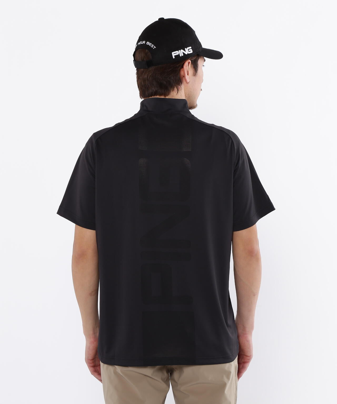 【PING APPAREL】メッシュパネルジャガード半袖ハイネックカットソー ＜PERFORMANCE＞ (MENS)