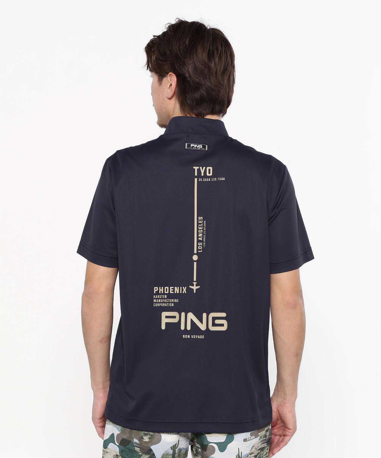 【PING APPAREL】カノコ 半袖ハイネックシャツ ＜NATIVE＞ (MENS)