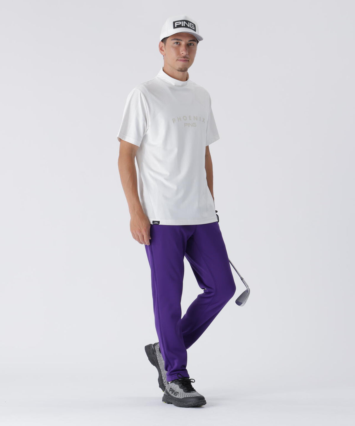 【PING APPAREL】メッシュジャカード半袖ハイネックシャツ ＜PERFORMANCE＞ (MENS)