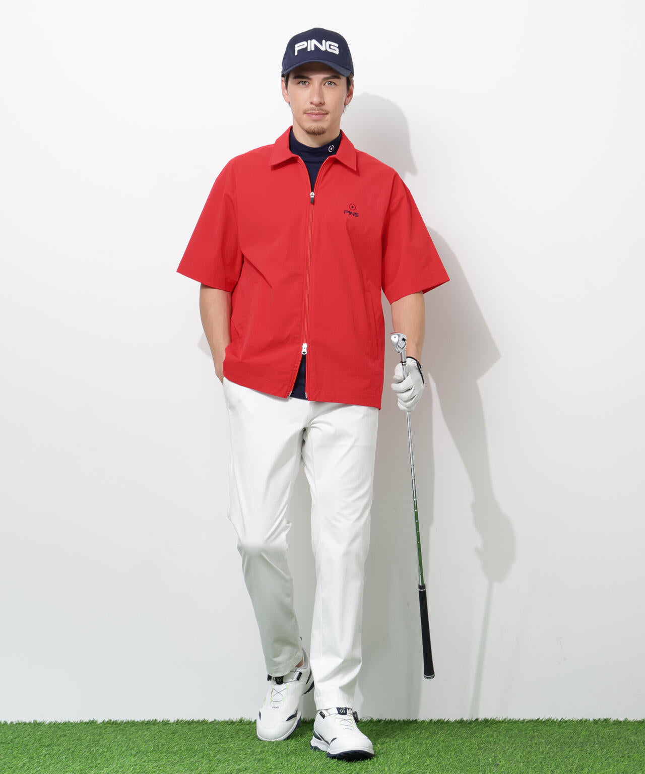 【PING APPAREL】ストレッチリップストップ半袖フルジップシャツ ＜NATIVE＞ (MENS)