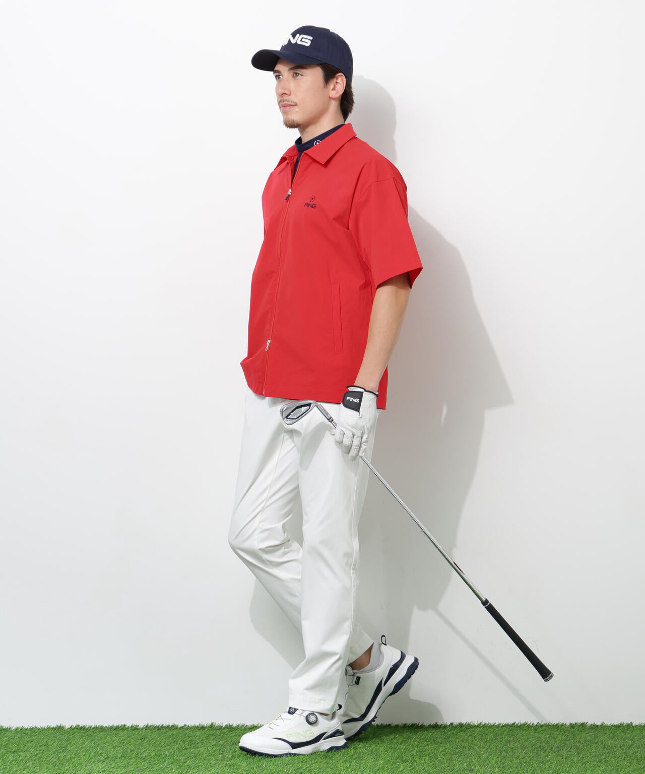 【PING APPAREL】ストレッチリップストップ半袖フルジップシャツ ＜NATIVE＞ (MENS)