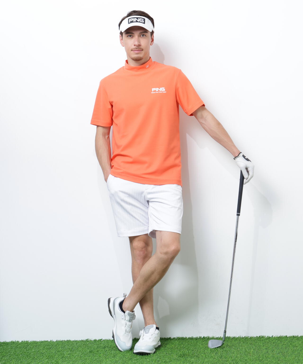 【PING APPAREL】全方向ストレッチ凸凹ストライプジャカードショートパンツ ＜NATIVE＞ (MENS)