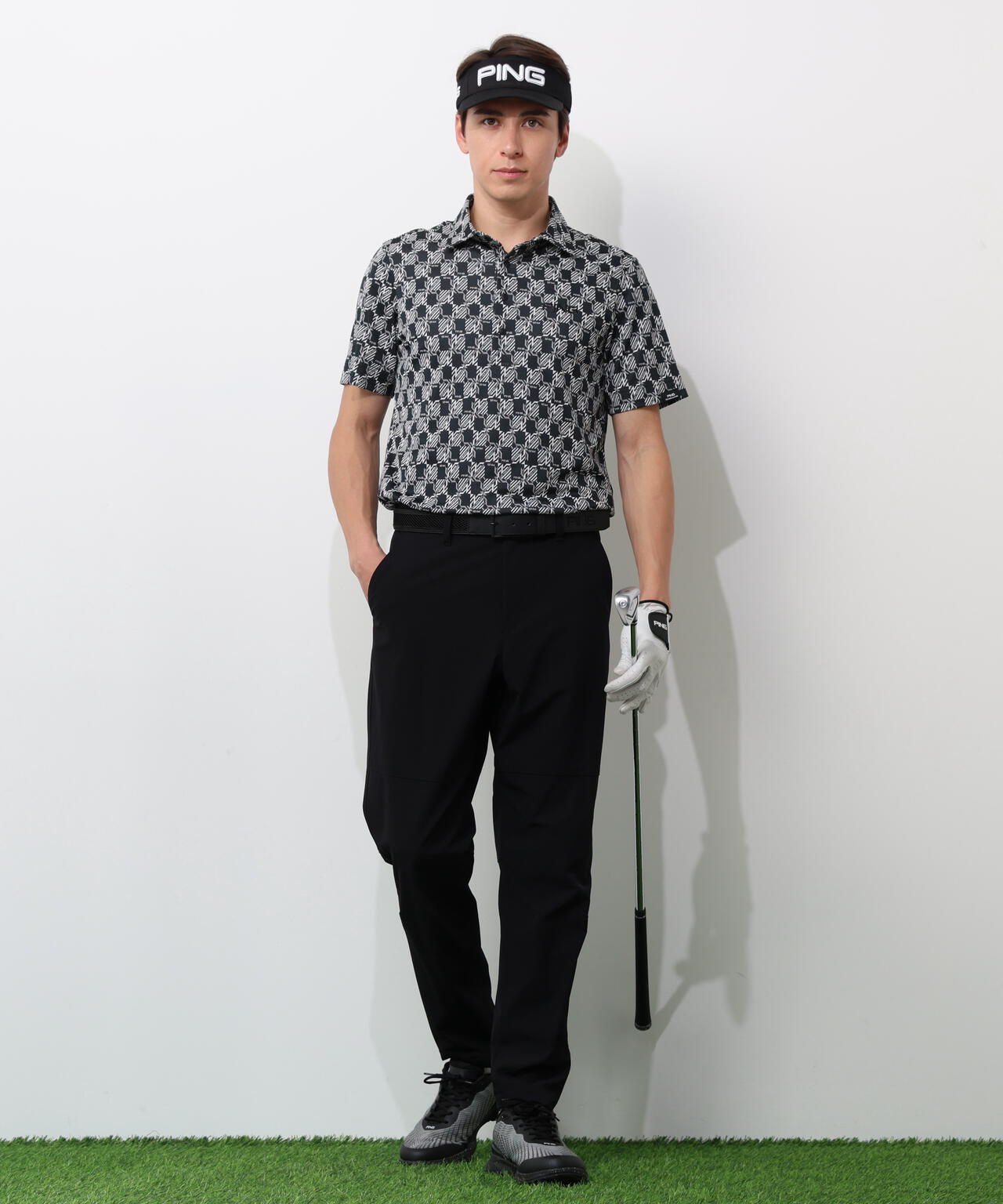 【PING APPAREL】AZモノグラムジャカードブロックロゴ半袖ポロシャツ ＜PERFORMANCE＞ (MENS)