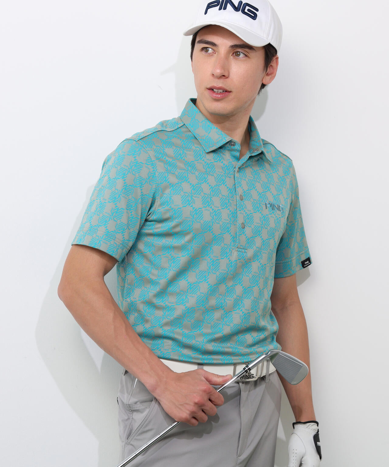 【PING APPAREL】AZモノグラムジャカードブロックロゴ半袖ポロシャツ ＜PERFORMANCE＞ (MENS)