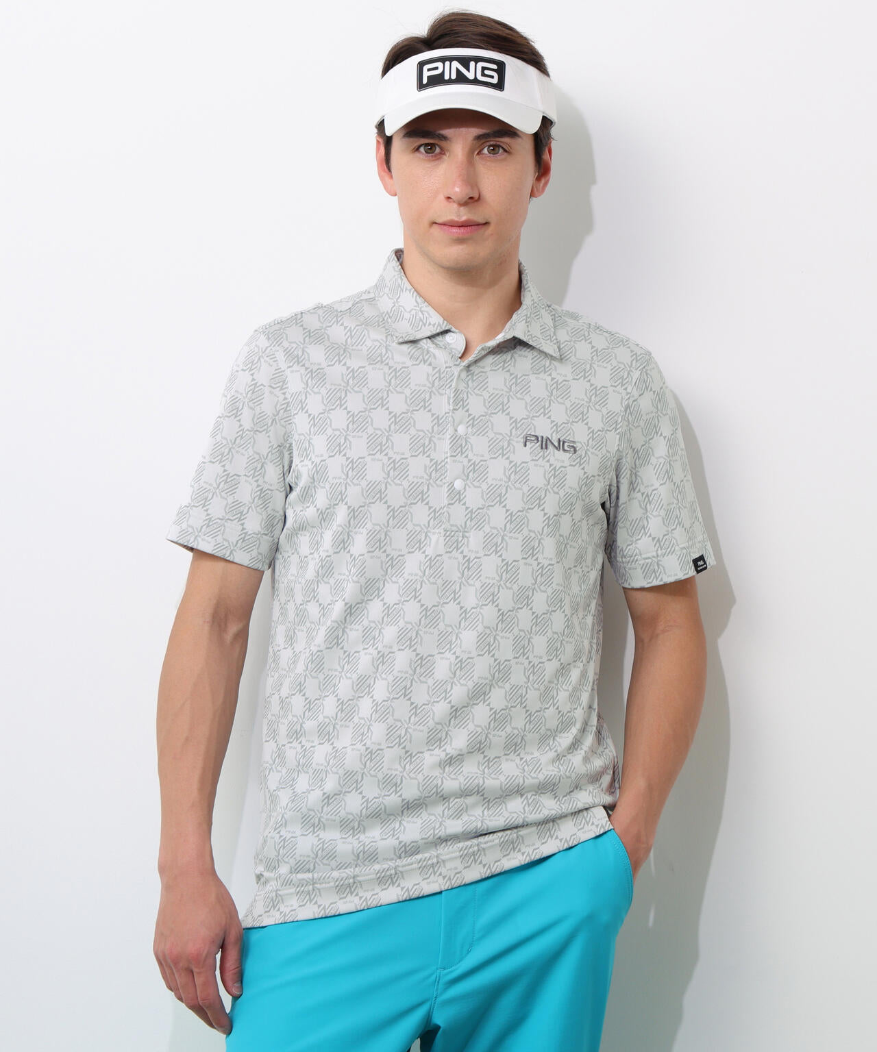 【PING APPAREL】AZモノグラムジャカードブロックロゴ半袖ポロシャツ ＜PERFORMANCE＞ (MENS)