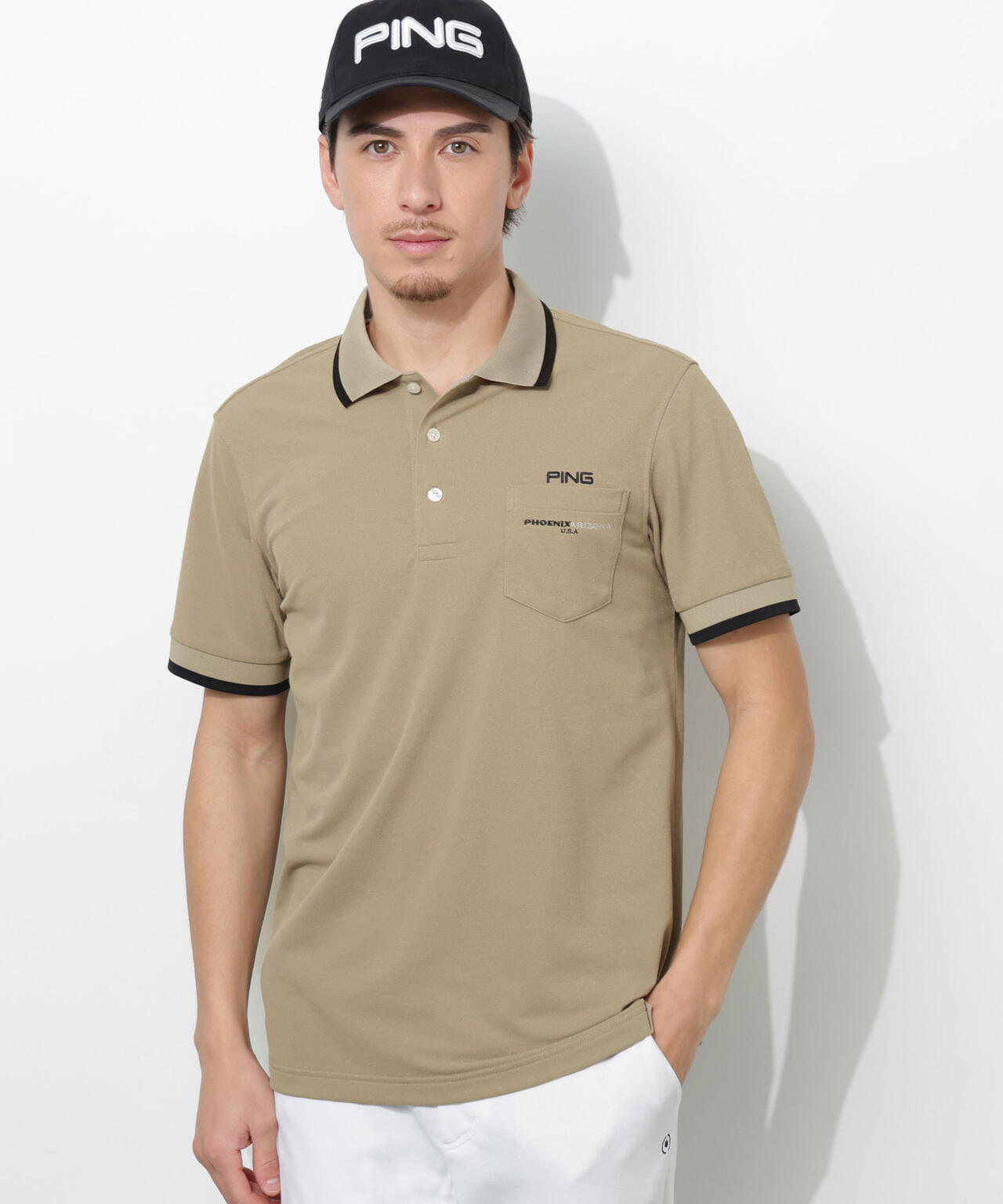 【PING APPAREL】スナップテックス半袖ラインポロシャツ ＜NATIVE＞ (MENS)