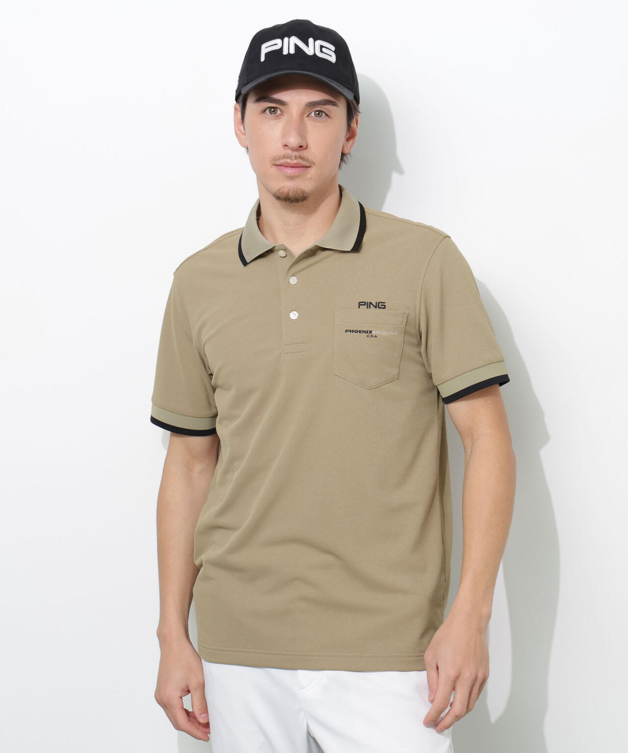 【PING APPAREL】スナップテックス半袖ラインポロシャツ ＜NATIVE＞ (MENS)