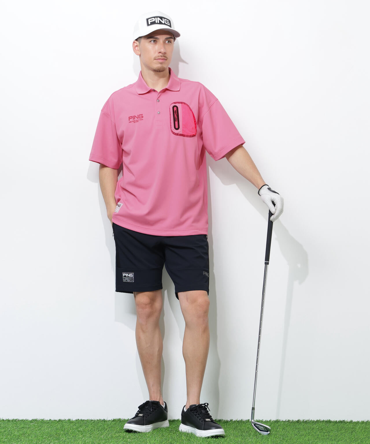【PING APPAREL】半袖カノコオーバーポロシャツ ＜GOLD＞ (MENS)