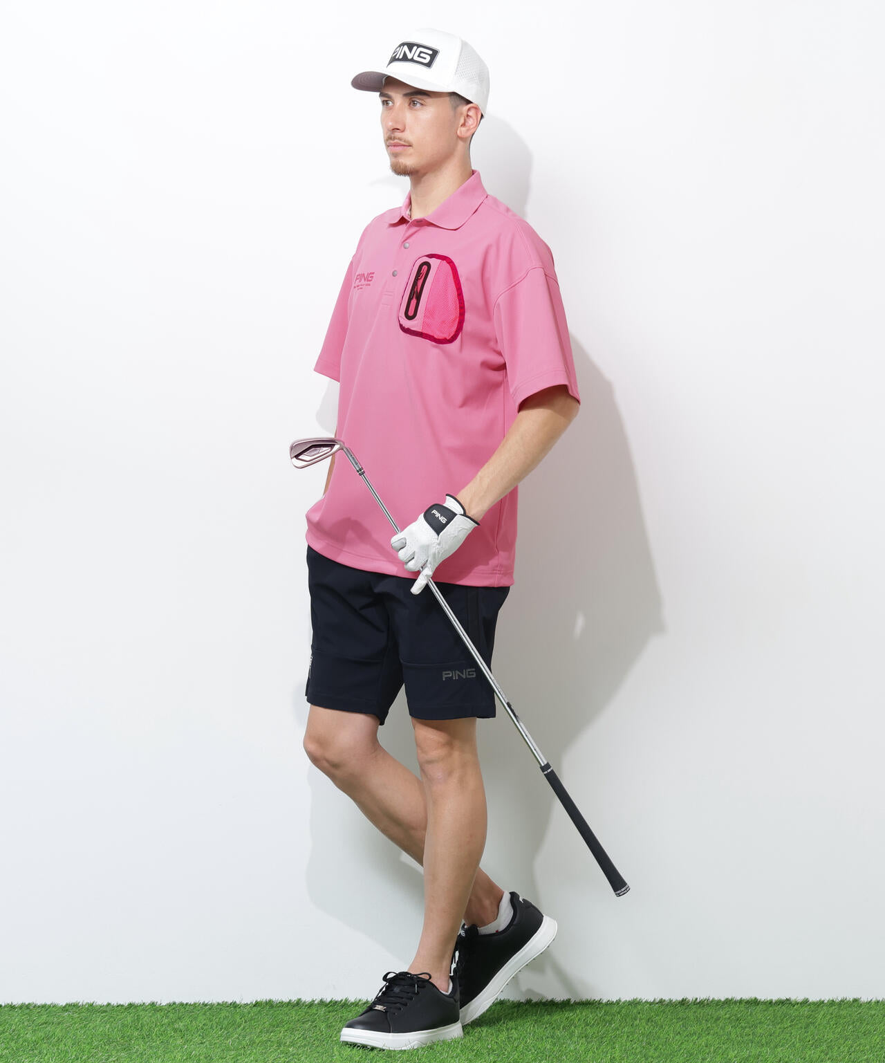 【PING APPAREL】半袖カノコオーバーポロシャツ ＜GOLD＞ (MENS)