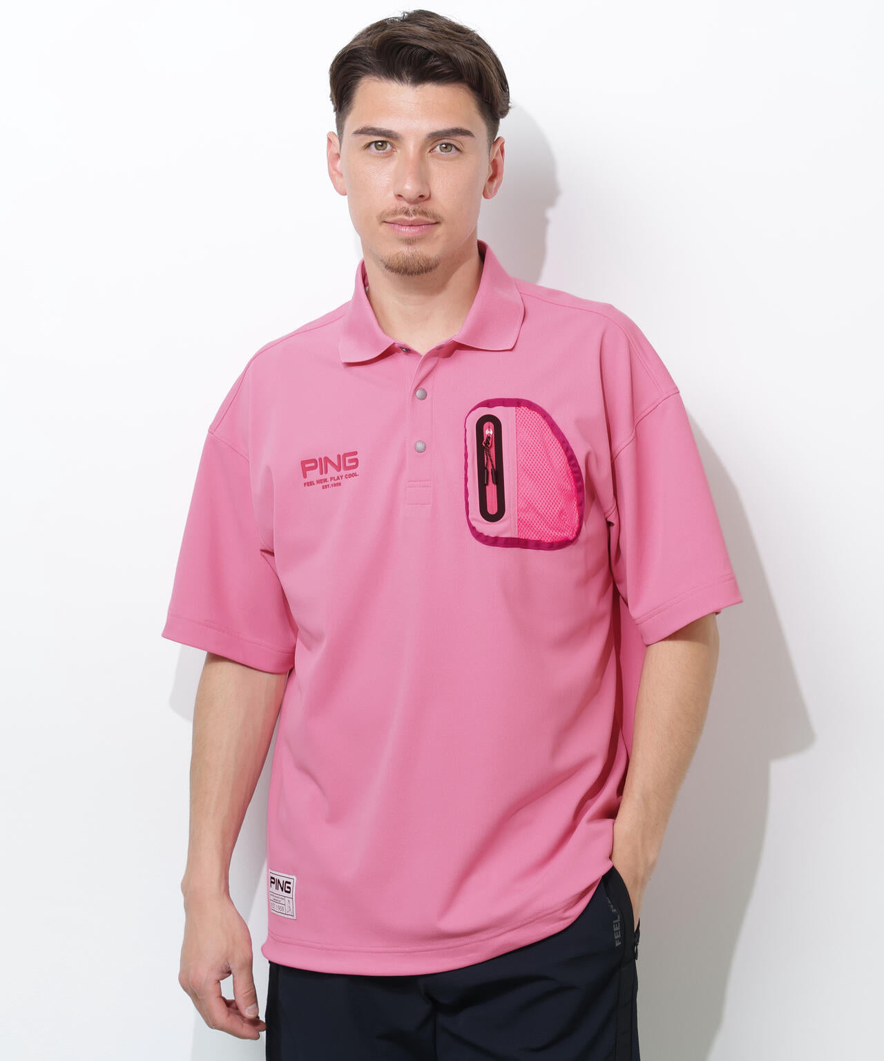 【PING APPAREL】半袖カノコオーバーポロシャツ ＜GOLD＞ (MENS)
