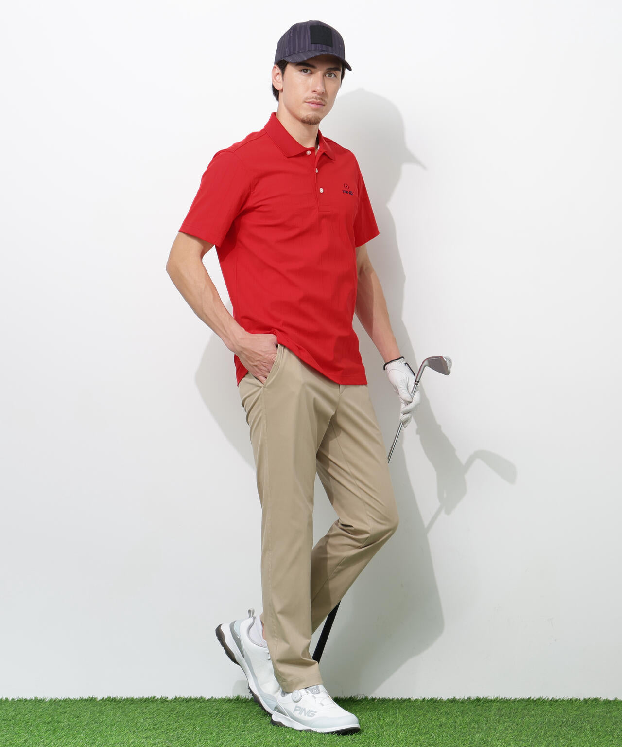 【PING APPAREL】EPIX変形ストレッチカノコ半袖ポロシャツ ＜NAITVE＞ (MENS)