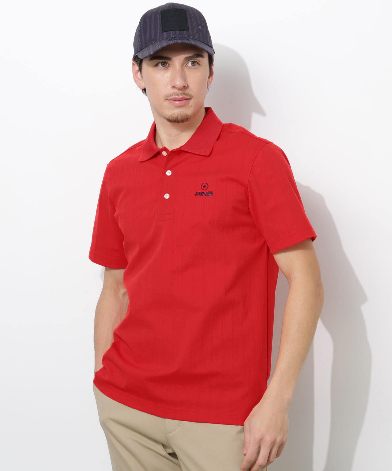 【PING APPAREL】EPIX変形ストレッチカノコ半袖ポロシャツ ＜NAITVE＞ (MENS)