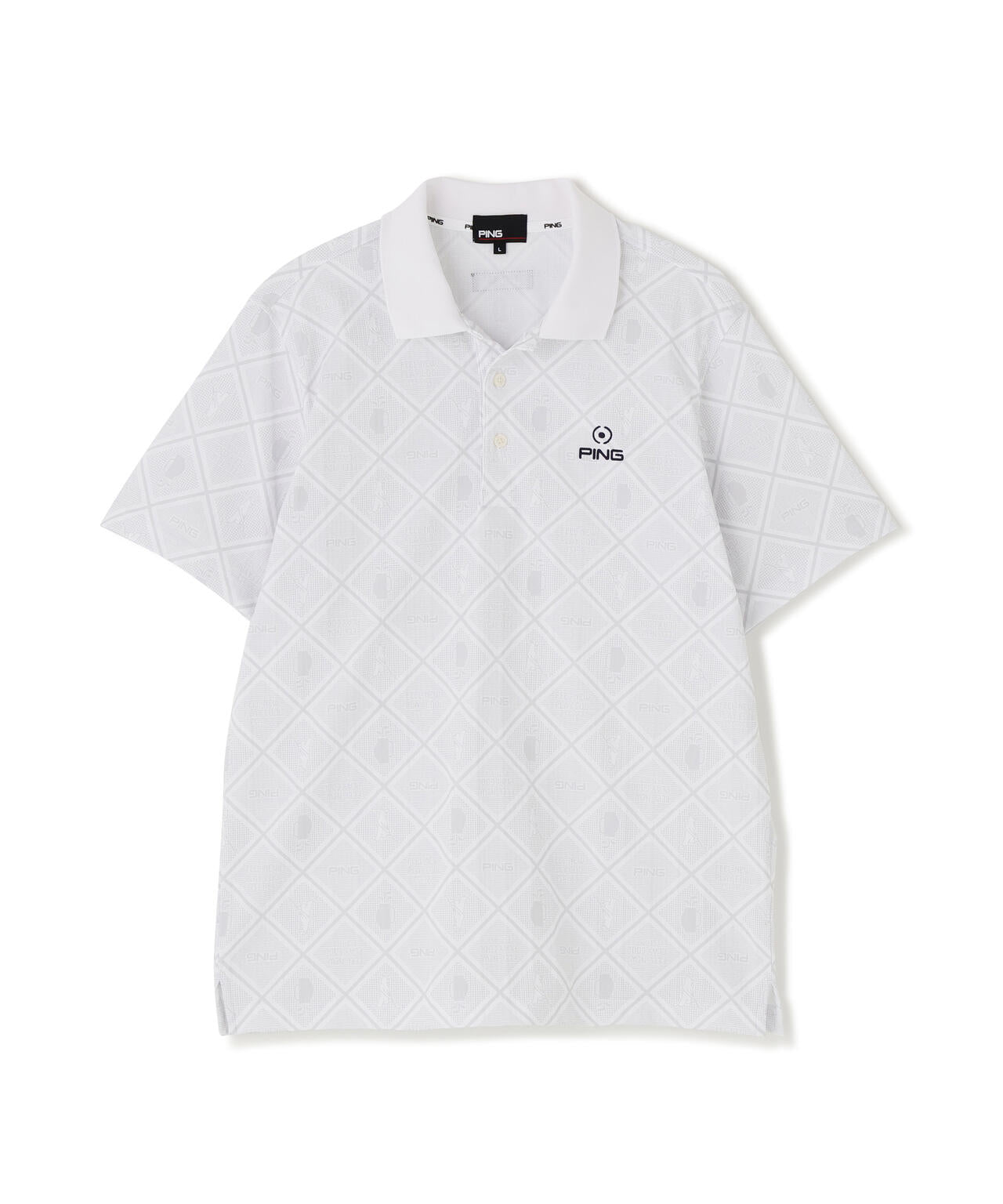 【PING APPAREL】バイアスチェックプリントEPIX変形ストレッチサッカー半袖ポロシャツ ＜NATIVE＞ (MENS)