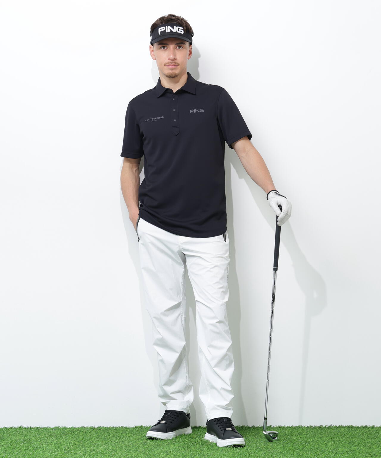 【PING APPAREL】アセイヤーン裏ワッフル半袖ポロシャツ ＜PERFORMANCE＞ (MENS)