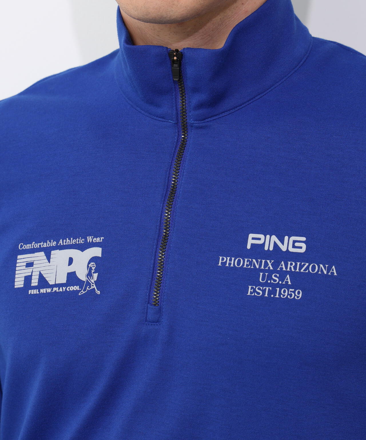 【PING APPAREL】全方向ストレッチダブルフェイスドライミックスアイストーンハーフジップカットソー ＜NATIVE＞ (MENS)