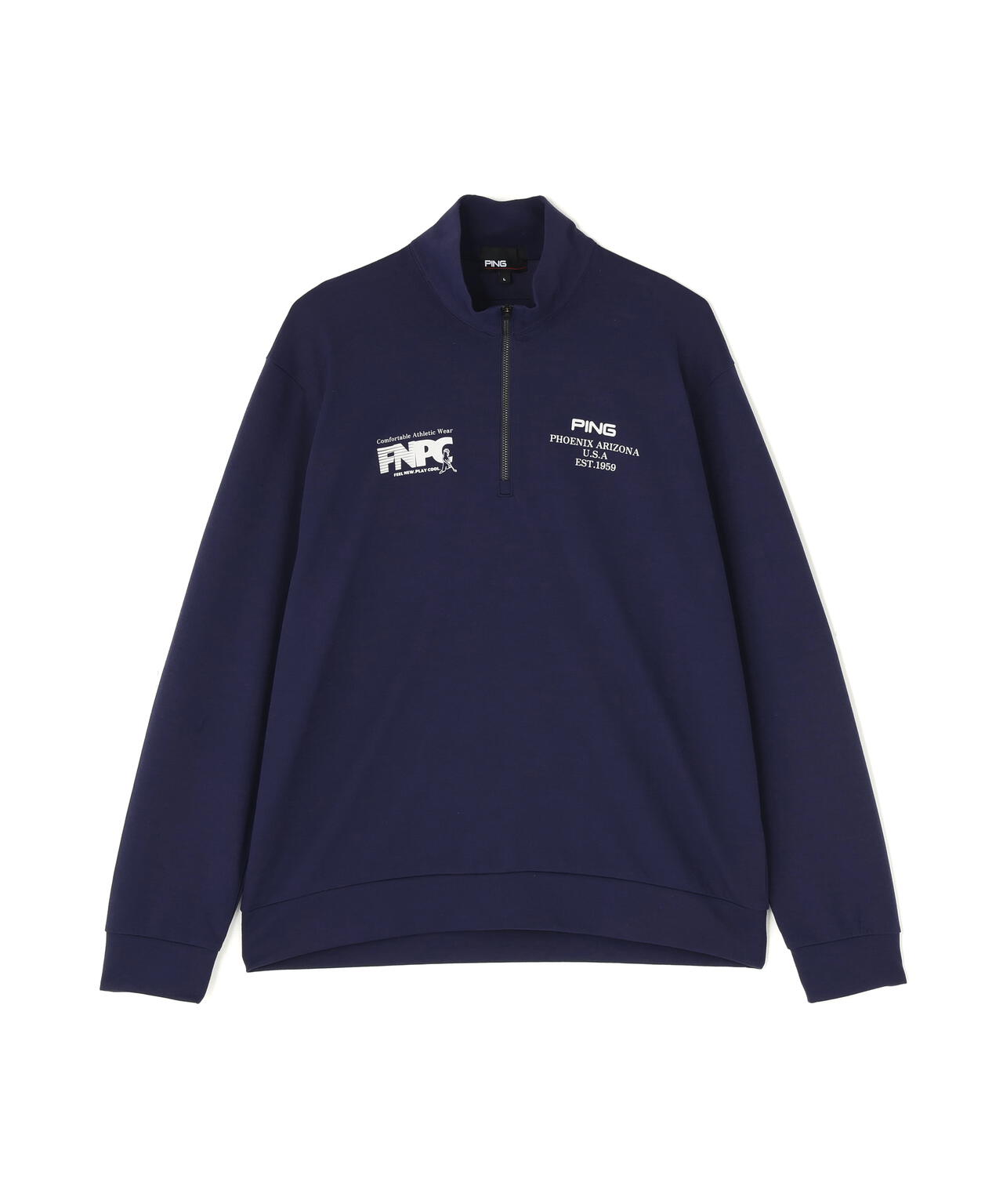 【PING APPAREL】全方向ストレッチダブルフェイスドライミックスアイストーンハーフジップカットソー ＜NATIVE＞ (MENS)