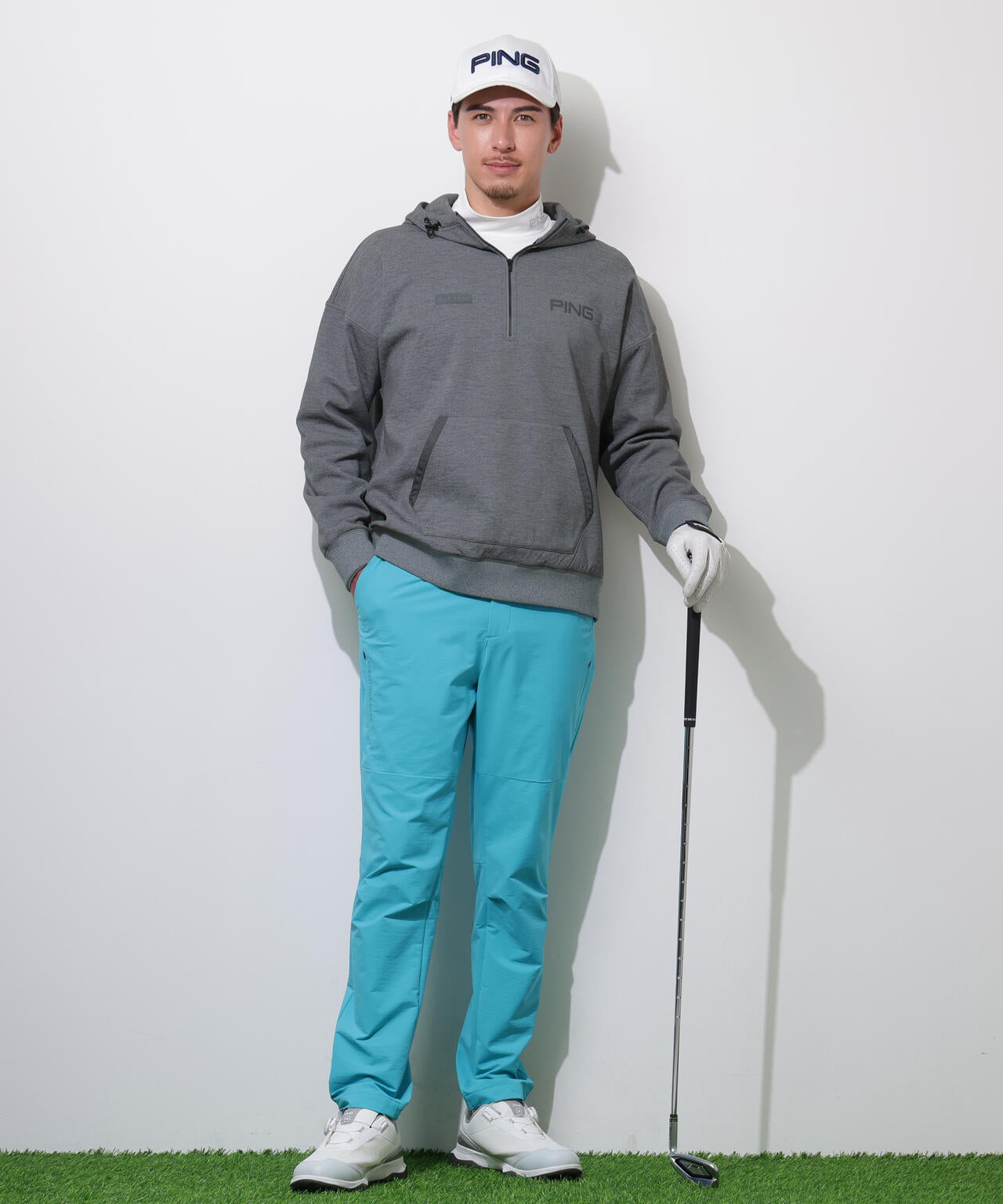 【PING APPAREL】全方向ストレッチ接結裏メッシュハーフジップスウェットフーディ ＜PERFORMANCE＞ (MENS)